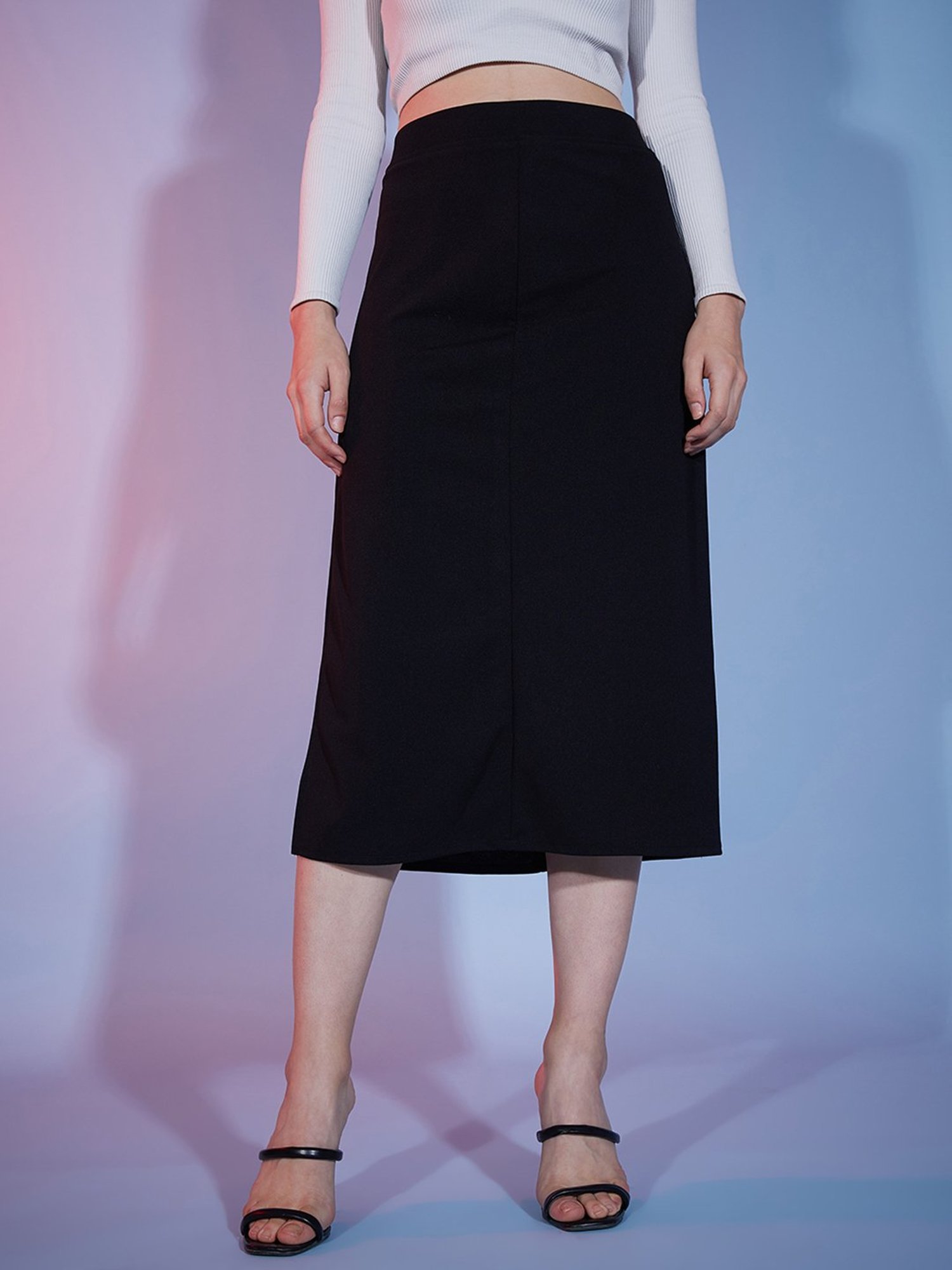 BUYNEWTREND Black A-Line Skirt