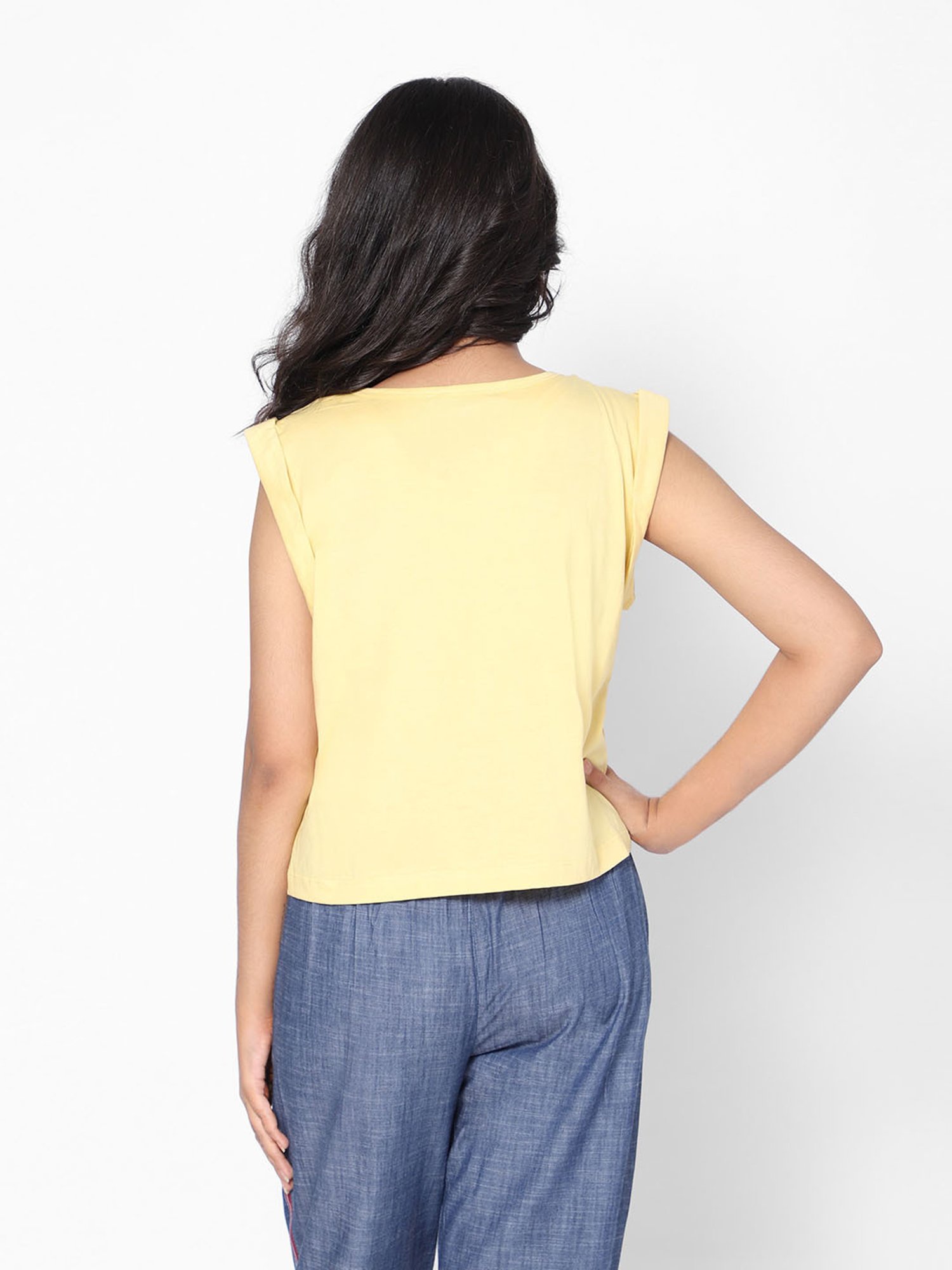 TeenTrums Girls Yellow Printed Top