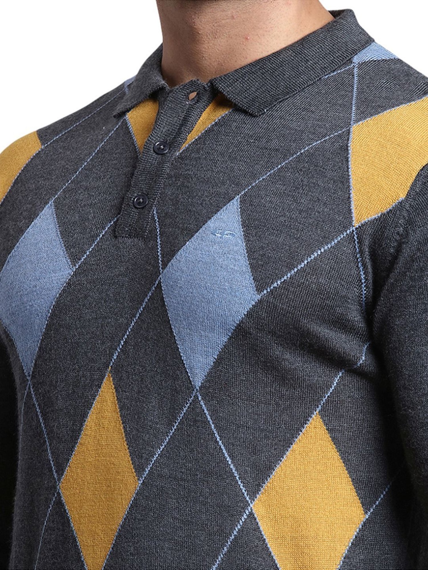 ColorPlus Grey Tailored Fit Texture Sweater