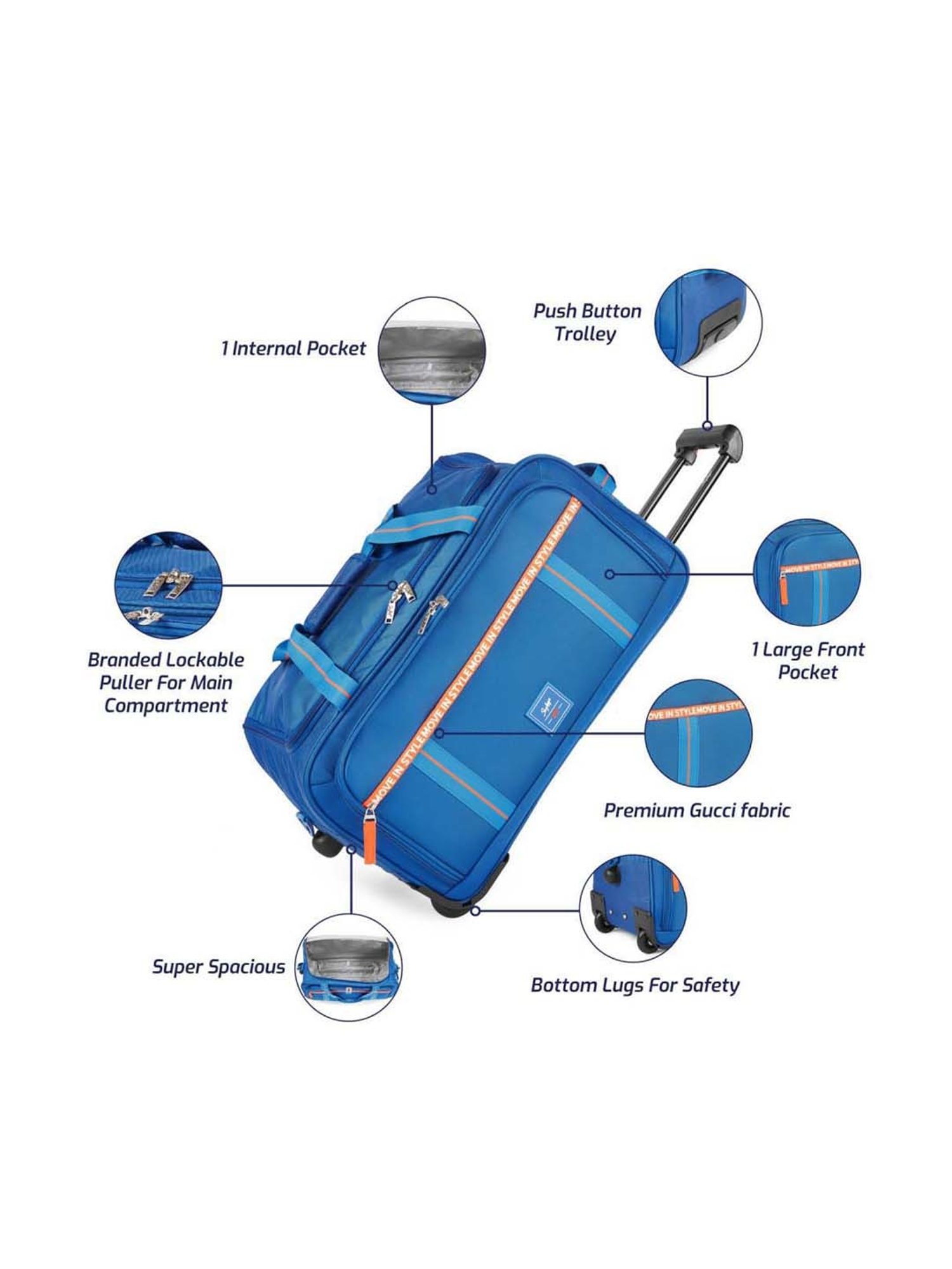 Skybags Blue Medium Soft Cabin Trolley - 57 cm