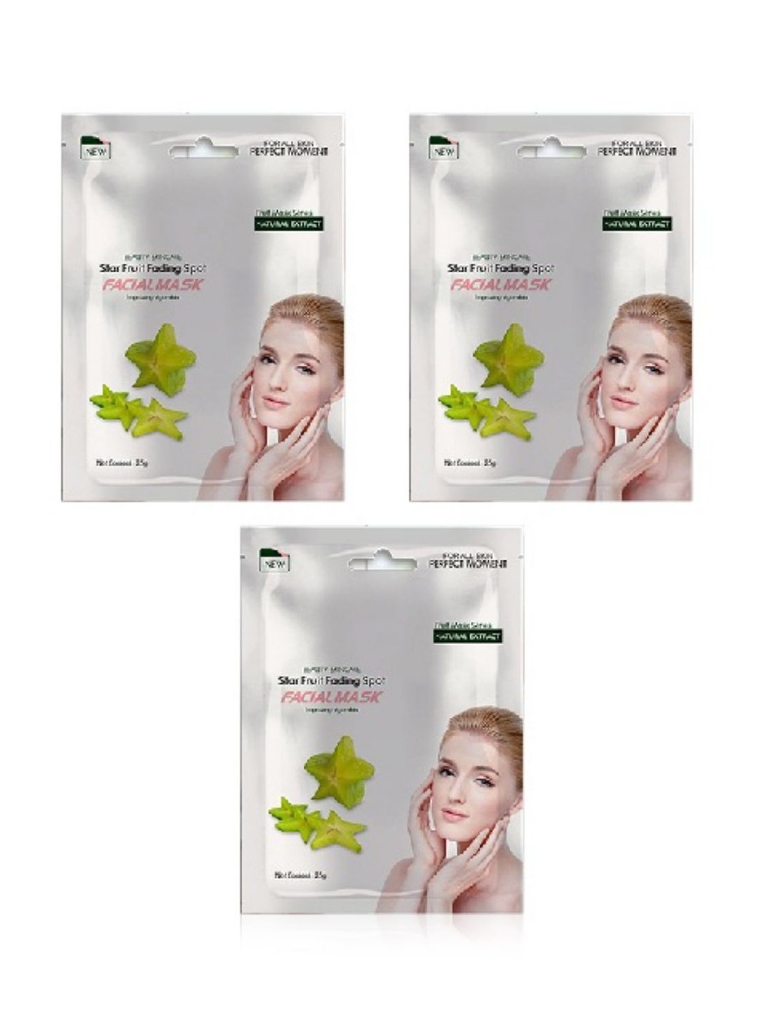 MONDSUB Starfruit Beauty Facial Sheet Mask (Pack of 3) - 25 gm Each
