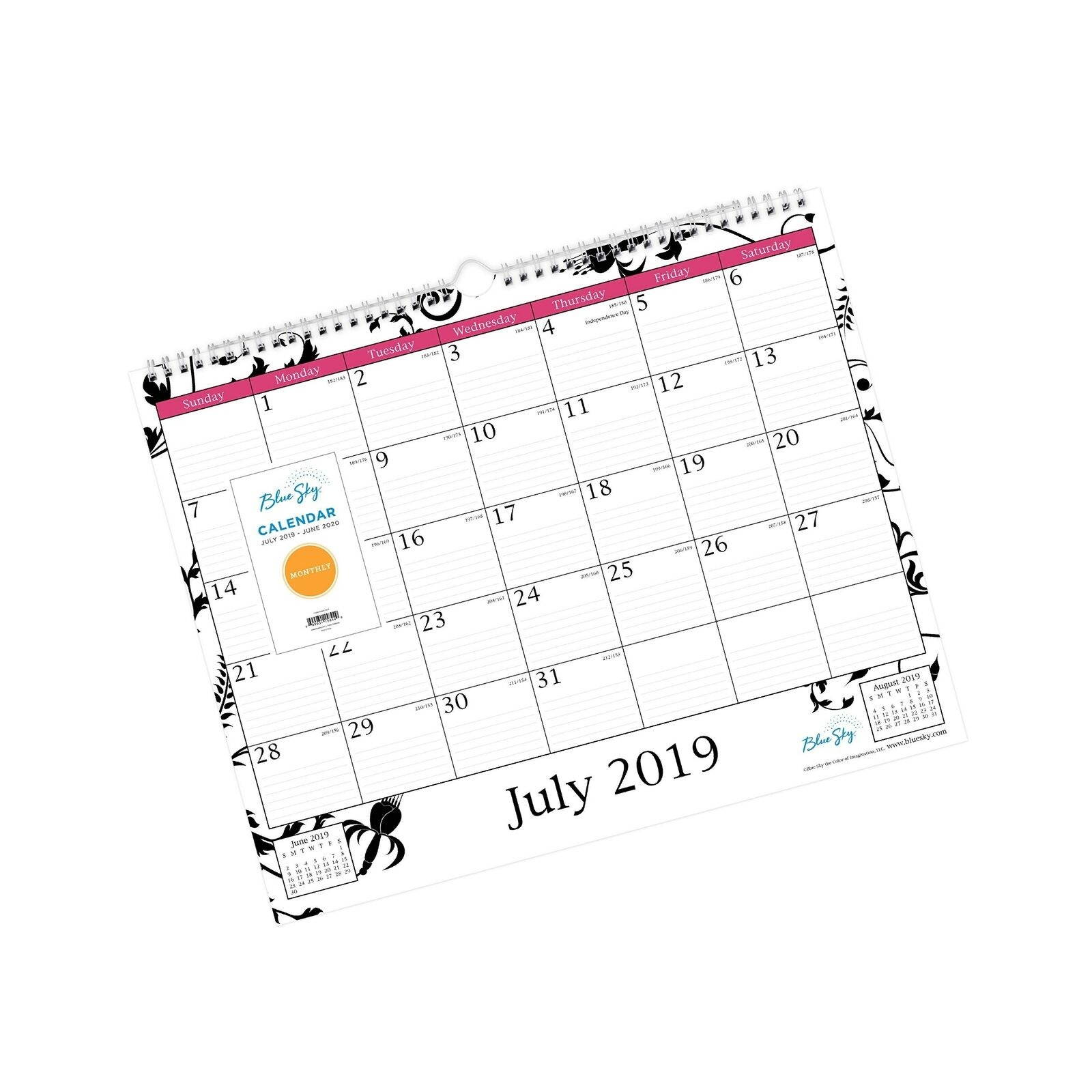 Blue Sky 2019-2020 Academic Year Wall Calendar, Twin-Wire Binding, 15" x 12",...