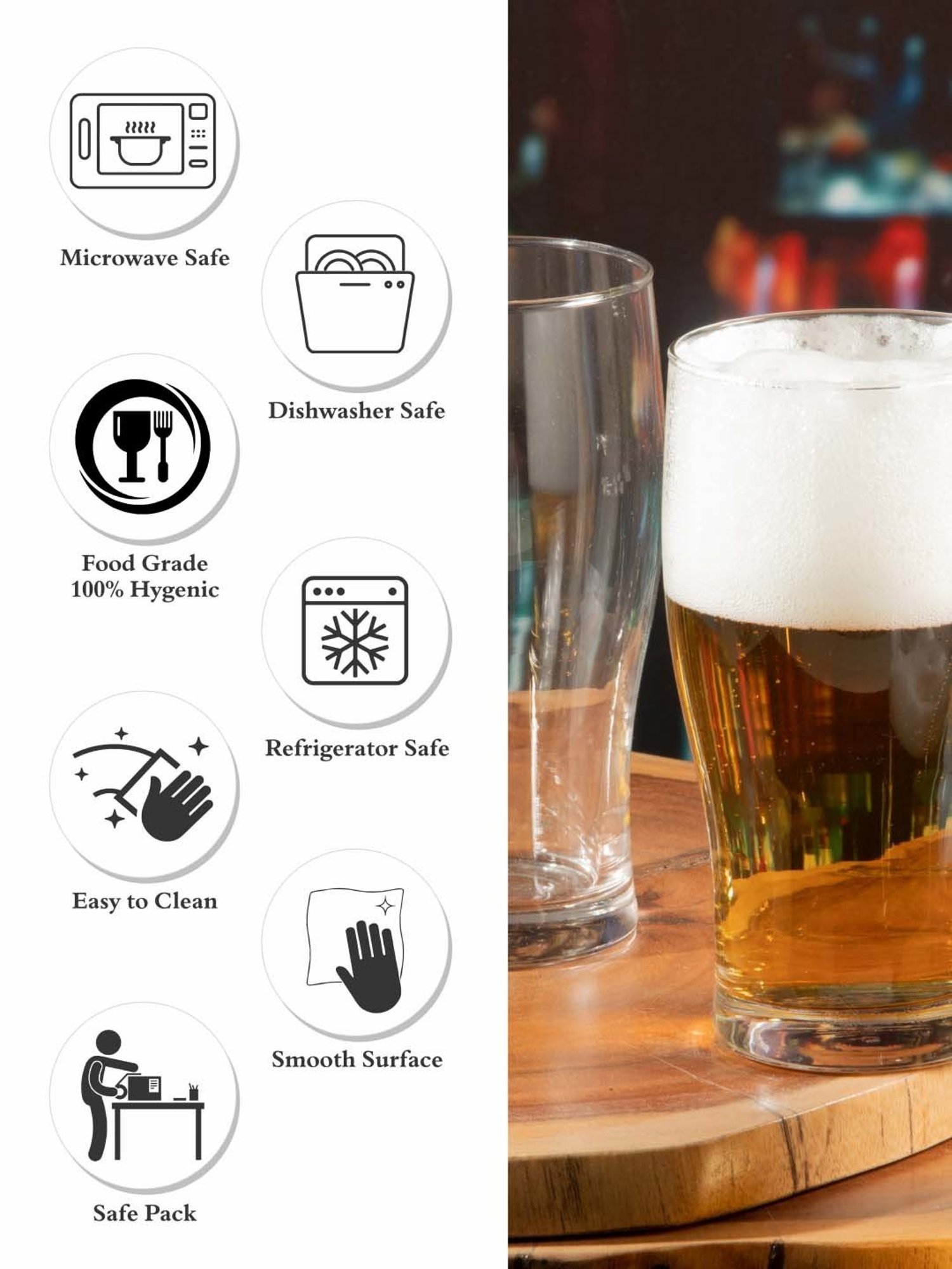 ROXX Odeon Transparent Glass Beer Tumbler (0.54 L) - Set of 6