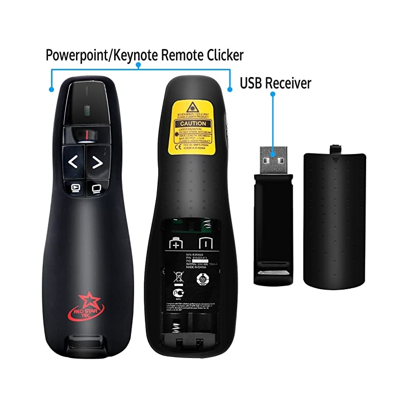 Wireless Powerpoint and Keynote Presentation Remote Clicker PR819 Black 1 Pack