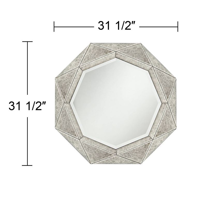 Possini Euro Design Possini Euro Dana 31 1/2" Round Octagon Antiqued Gray Wall Mirror
