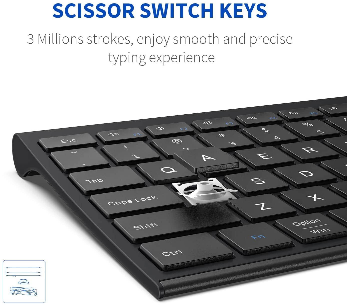 Multi-Device Bluetooth Keyboard - Jelly Comb Rechargeable Wireless Keyboard Full Size Ultra Slim Bluetooth Keyboard with Number Pad Compatible with Windows, Android, Mac OS and iOS (Black)