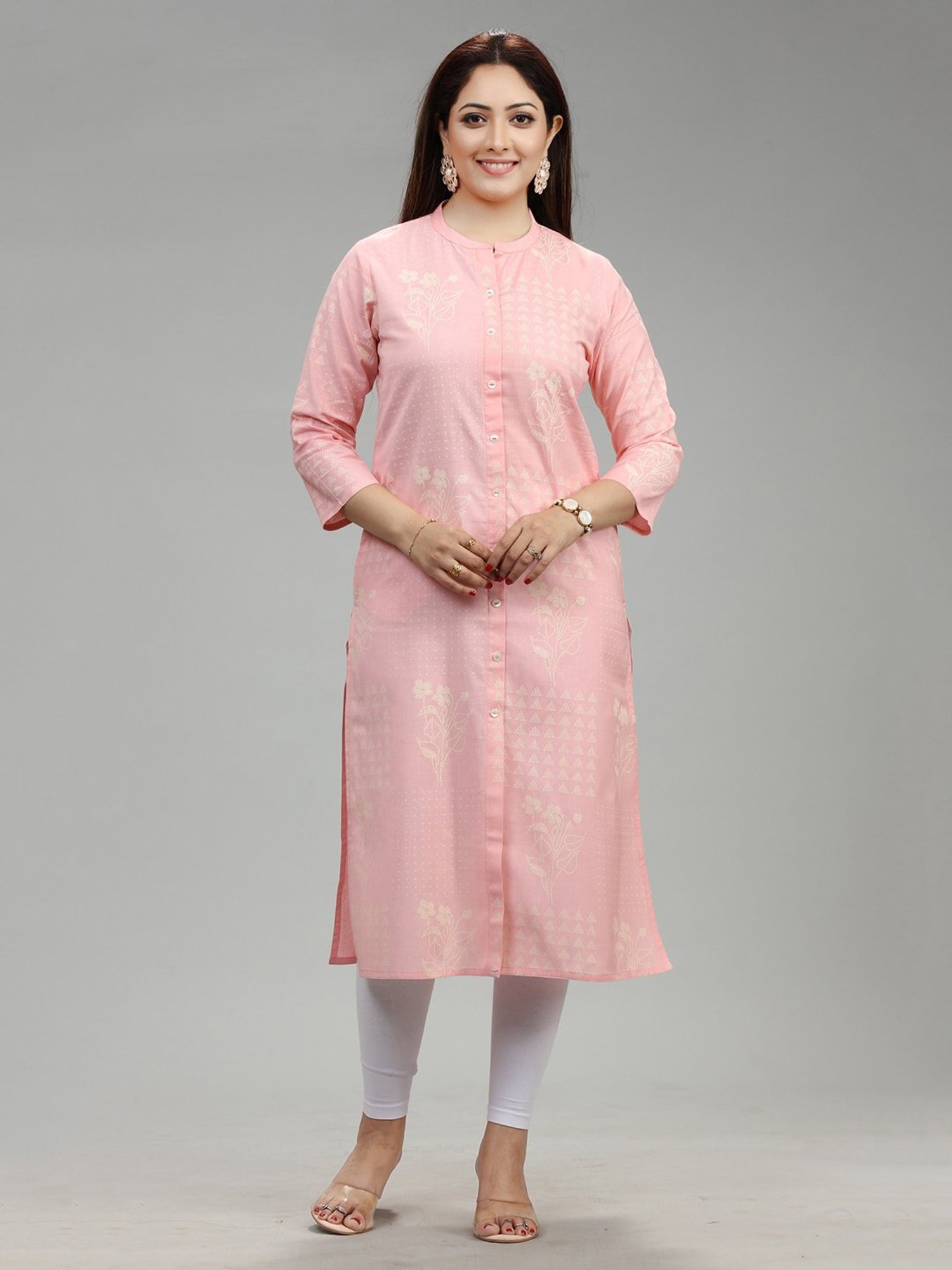 Cotton Culture Baby Pink Embroidered Straight Kurta