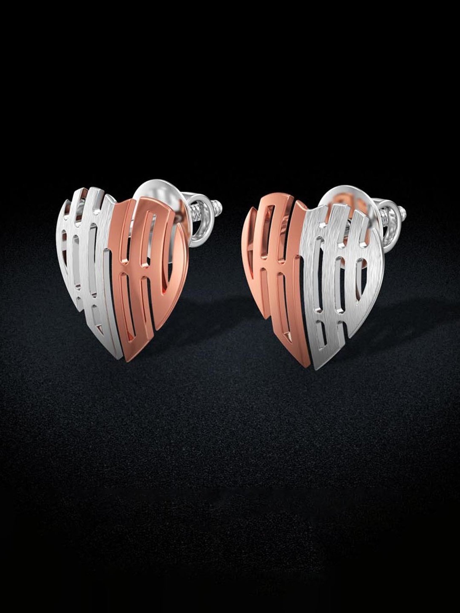 Joyalukkas 950 Platinum Lovely Heart & Rose Gold Earring