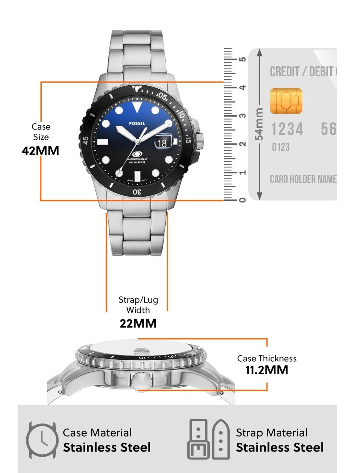 Fossil FS6038 Dive Analog Watch for Men