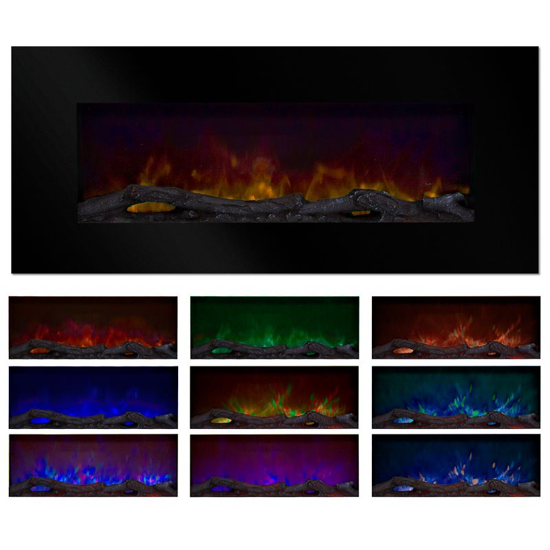 Northwest 50" Color Changing Led Electric Fireplace With Remote Black