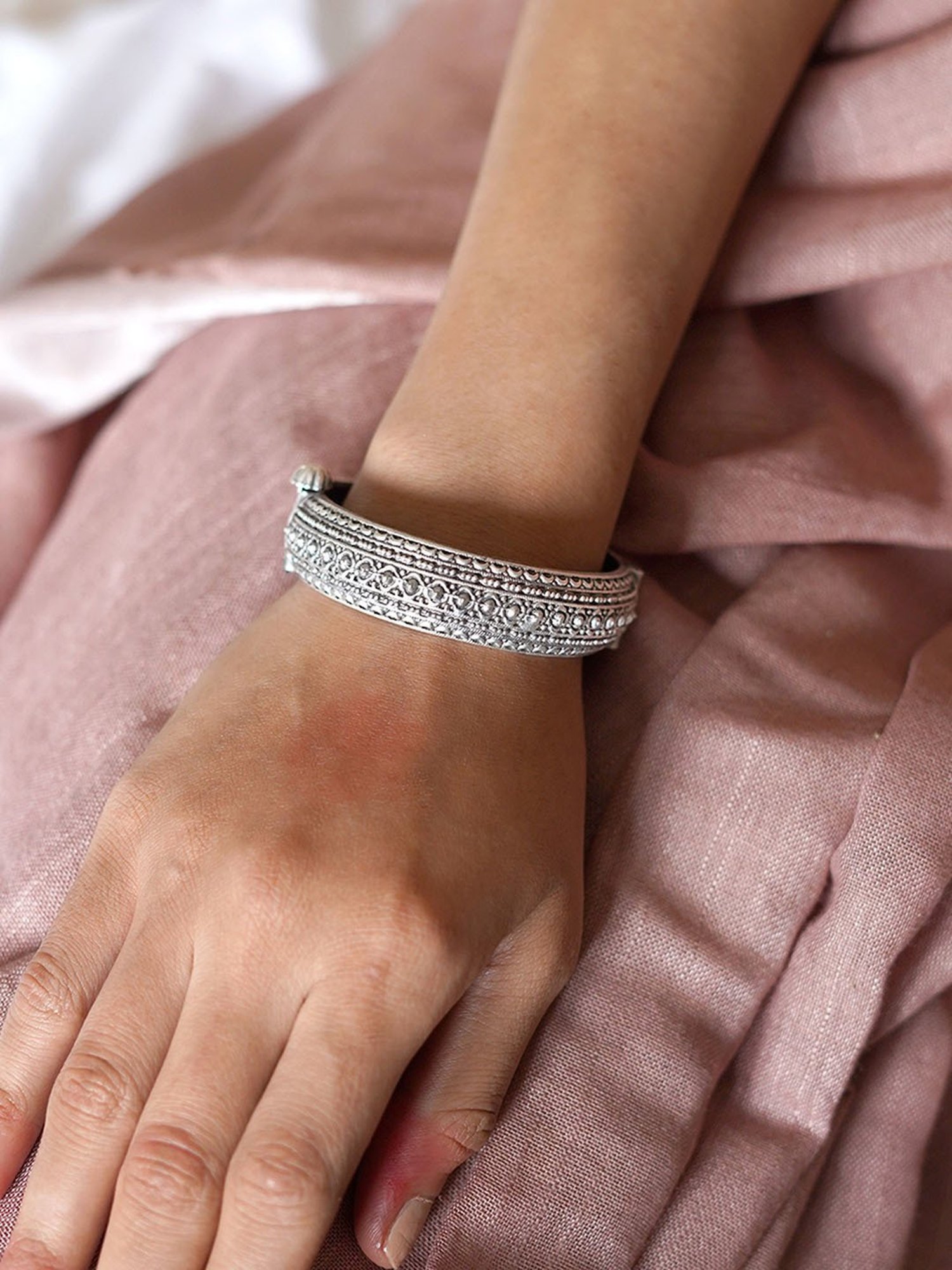 Bold by Priyaasi Trishul Rudraksh Silver-Plated Bracelet for Men