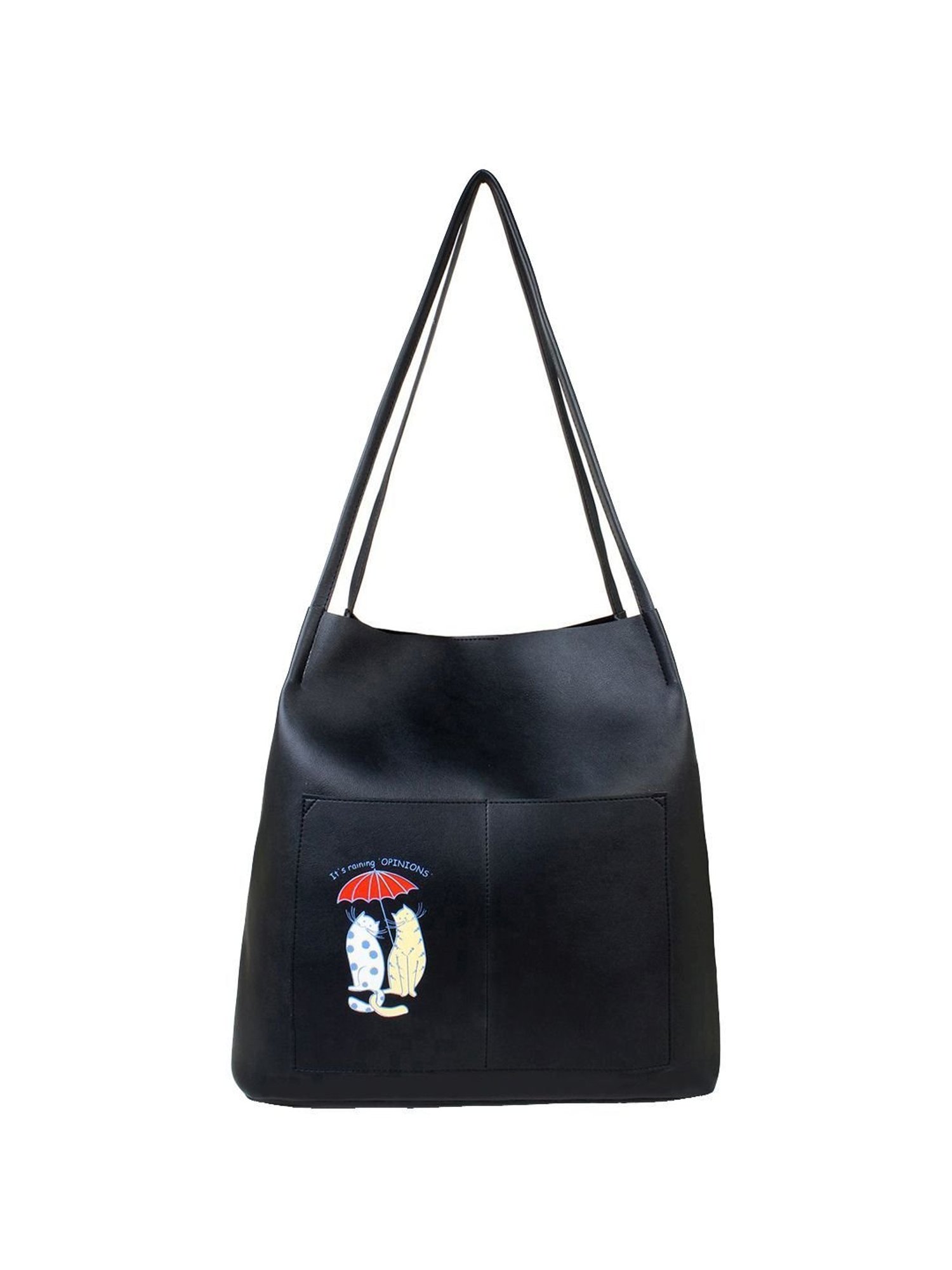 Spice Art Black Solid Large Tote Handbag