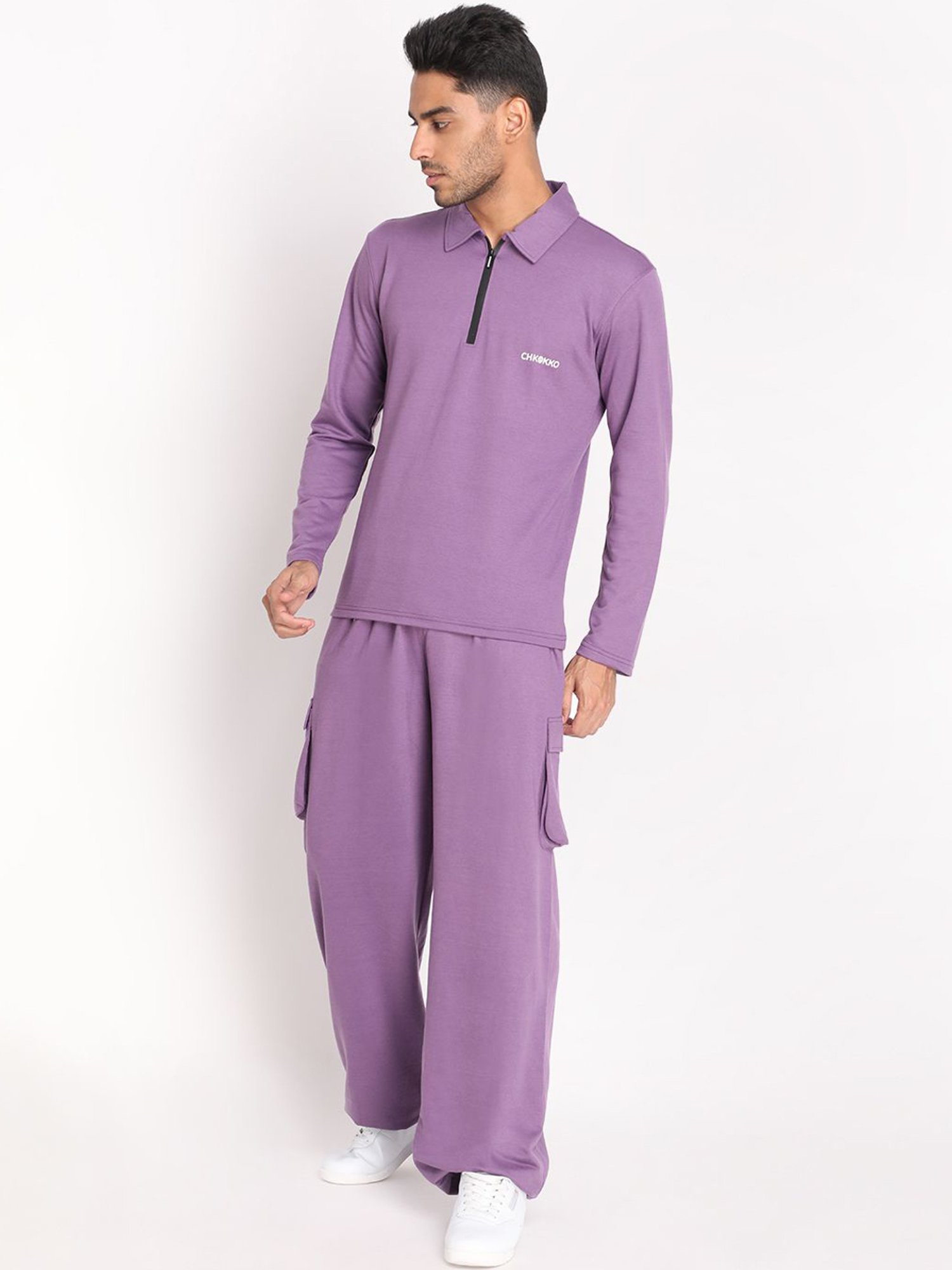 Chkokko Purple Cotton Relaxed Fit Track Pants