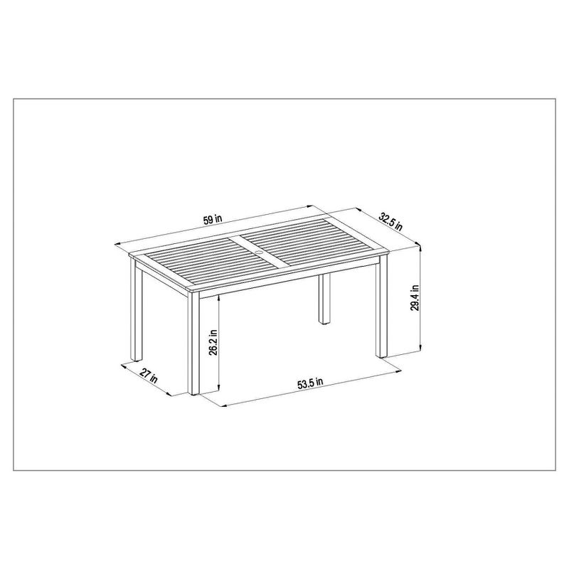 Metz 7pc Rectangular Teak Finish/Resin Patio Dining Set - White - Amazonia
