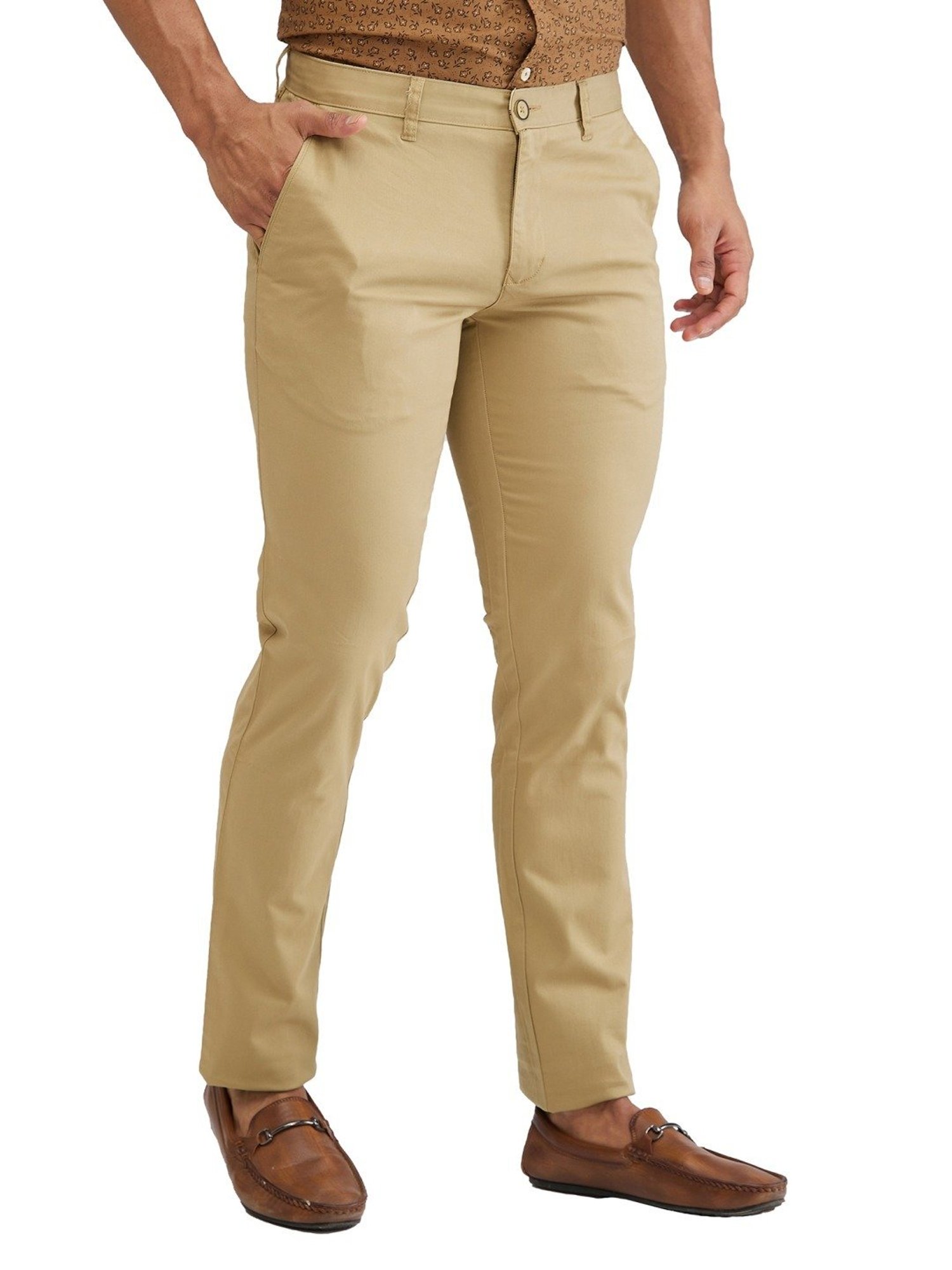 Parx Brown Tapered Fit Trousers