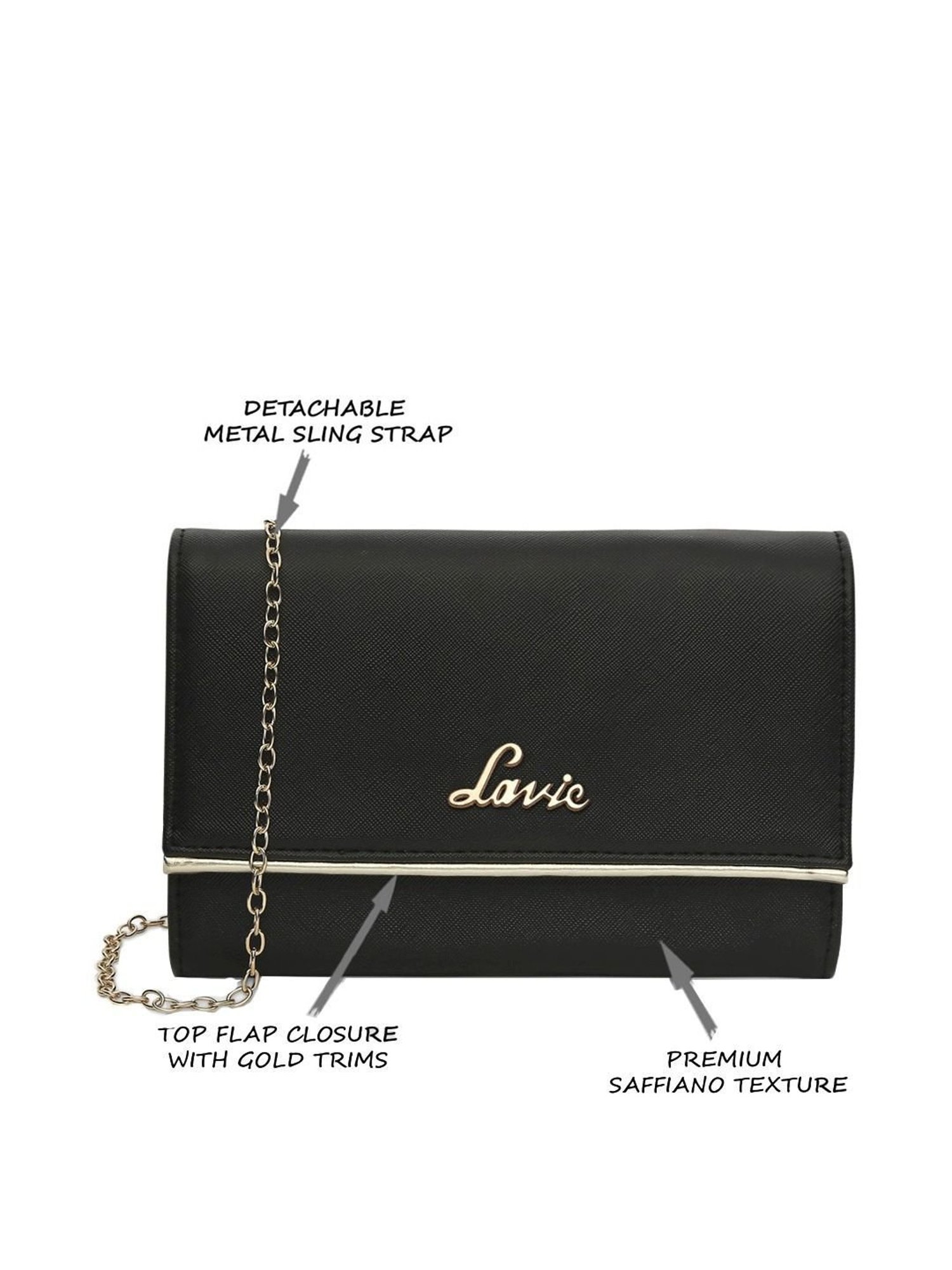 Lavie Ava Black Small Fold Over Clutch