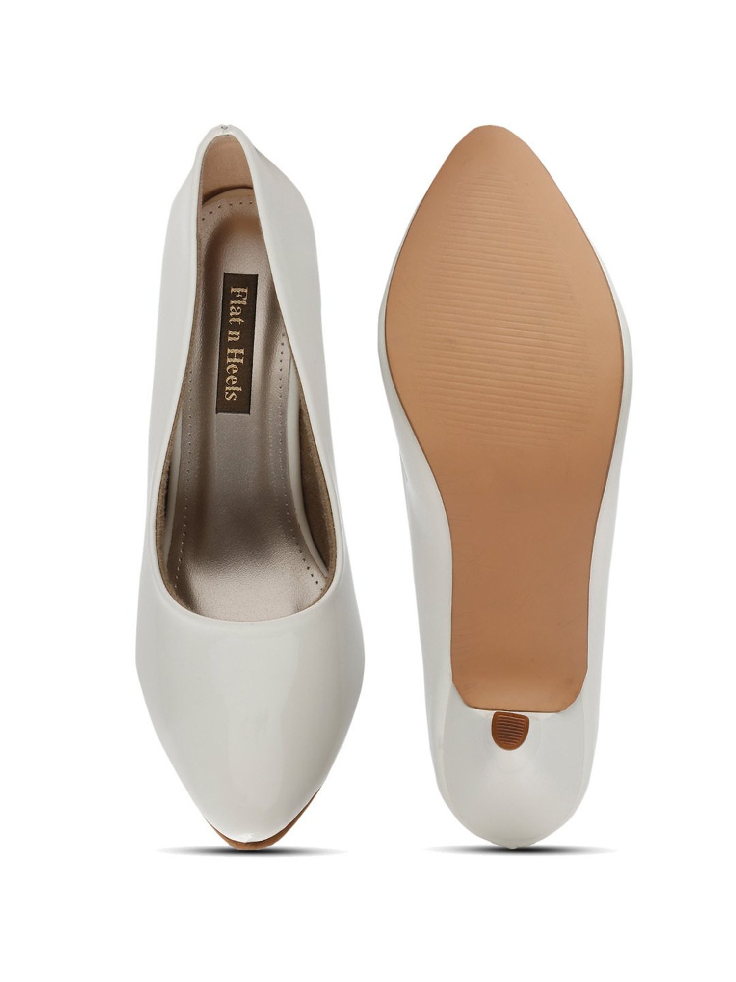 Flat N Heels Women's White Stiletto Pumps