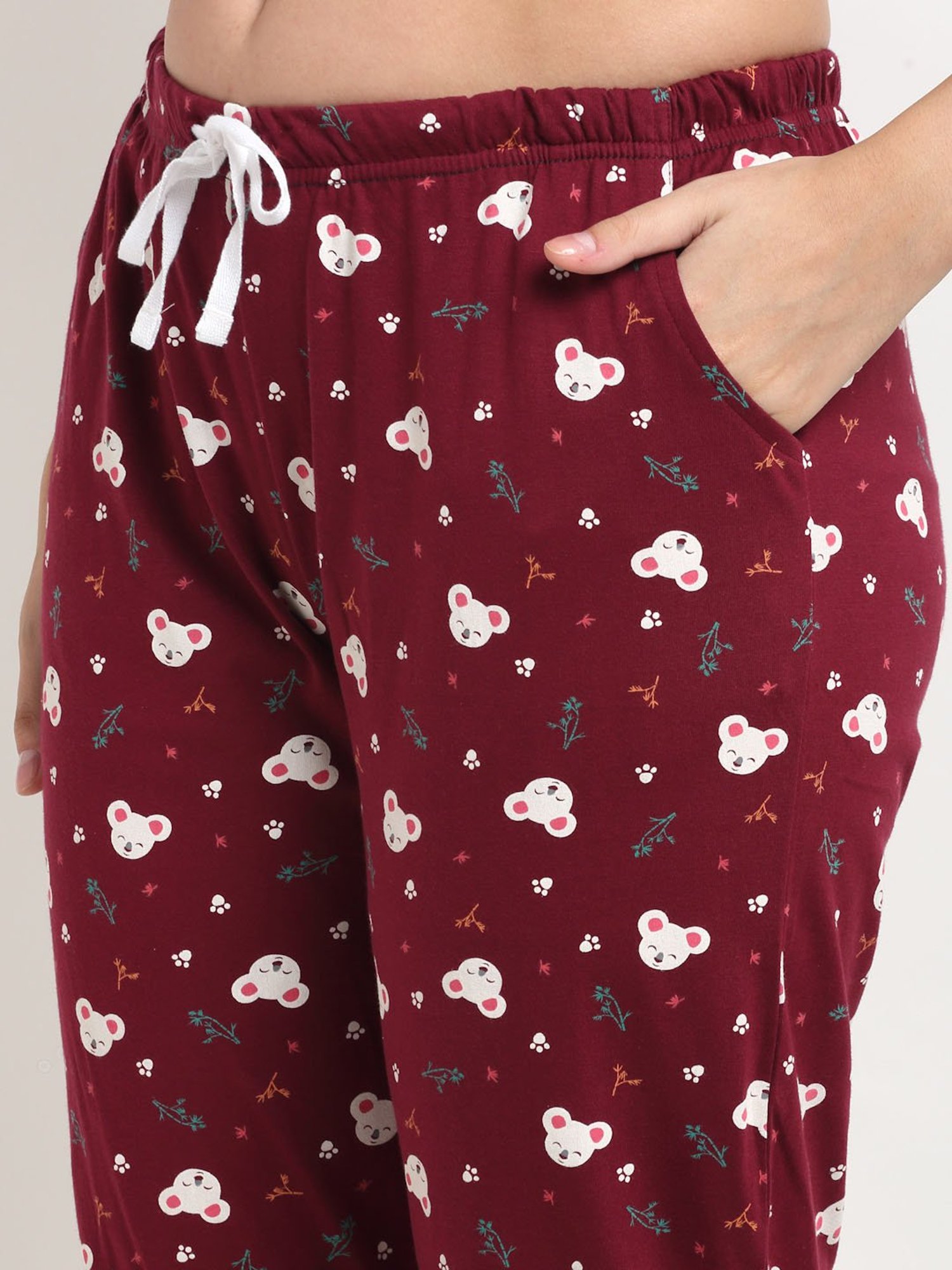 Kanvin Maroon Printed Pyjamas