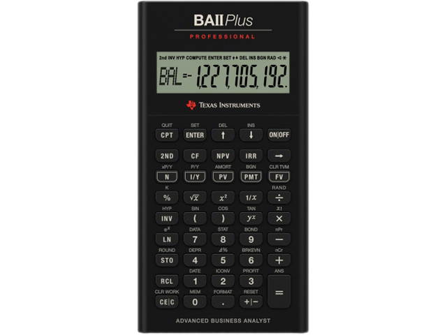 Texas Instruments BAII Plus Professional Calculator - 10 Digit(s) - Battery Powered - 1.3" x 6.9" - 1 Each