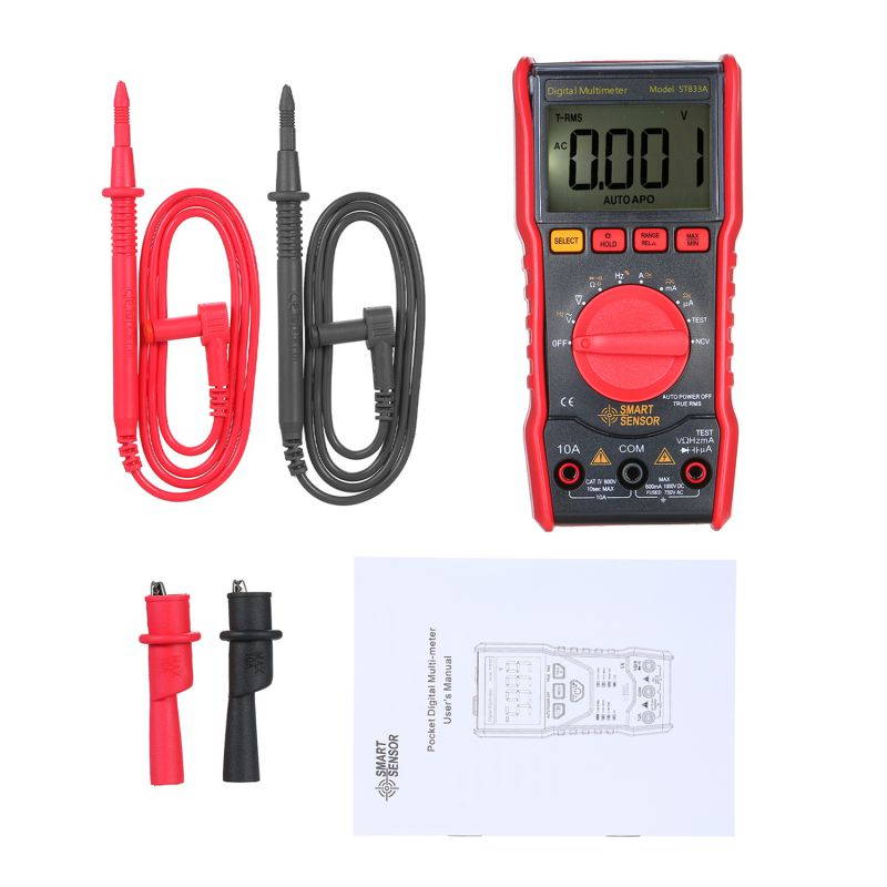 SMART SENSOR Dial Measuring Multimeter LCD Display NCV Mode Live Wire Neutral Wire Test High Precision Multifunctional Small Multimeter Portable Electrical Household Universal Meter ST833A