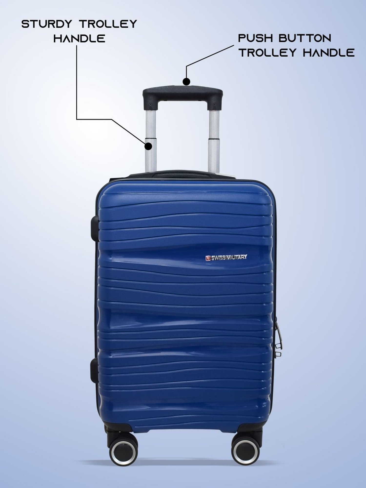 Swiss Military SWIRL Navy Blue Textured Hard Cabin Trolley Bag