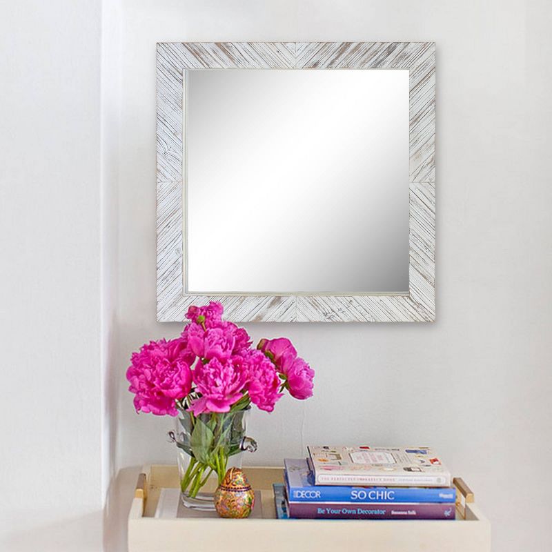 Wood Chevron Decorative Wall Mirror White - Stonebriar Collection
