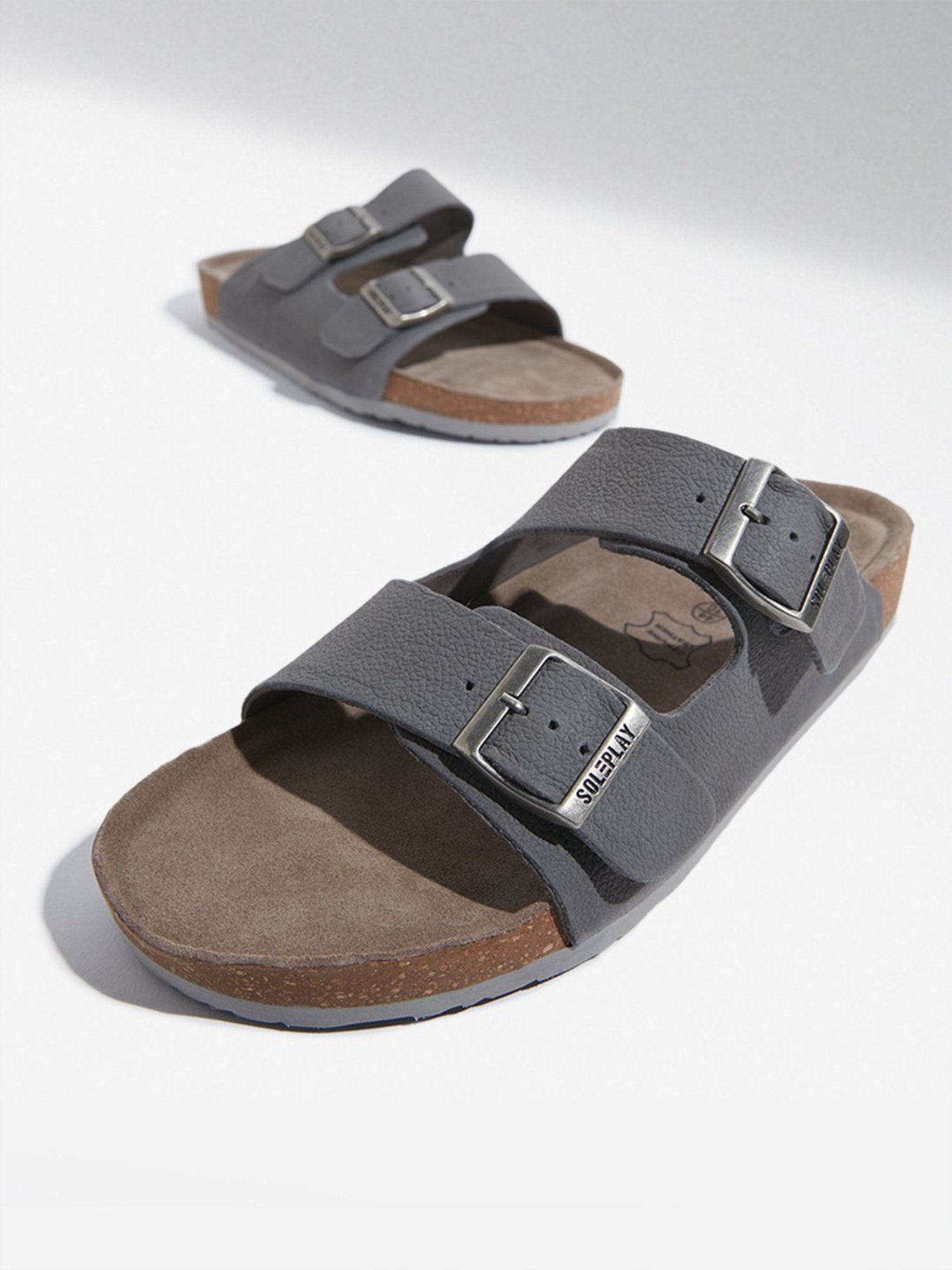 SOLEPLAY by Westside Grey Dual Strap Slip-On Sandals