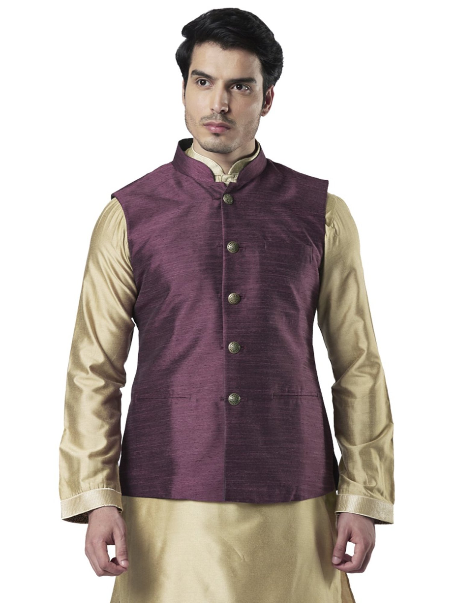 VASTRAMAY Teal Green Regular Fit Printed Nehru Jacket