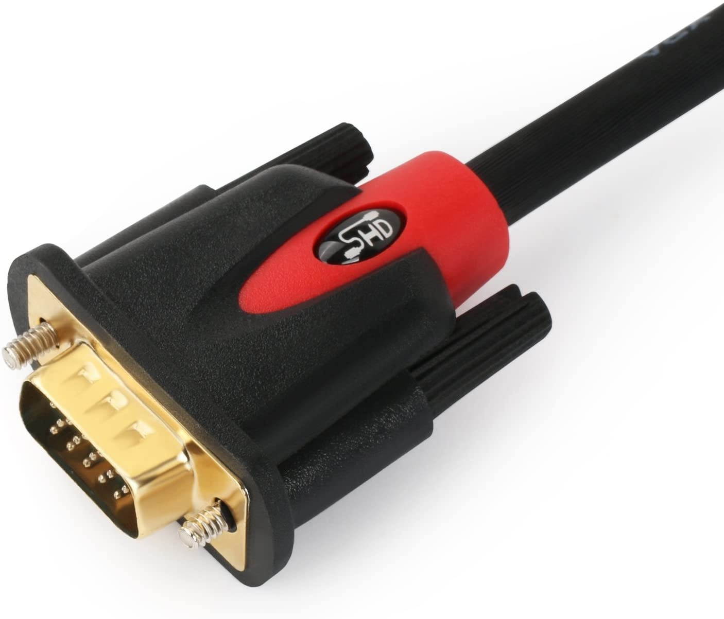 VGA Cable 50FeetSHD VGA to VGA Monitor Cable HD15 SVGA for PC Laptop TV Projector Black and Red Color