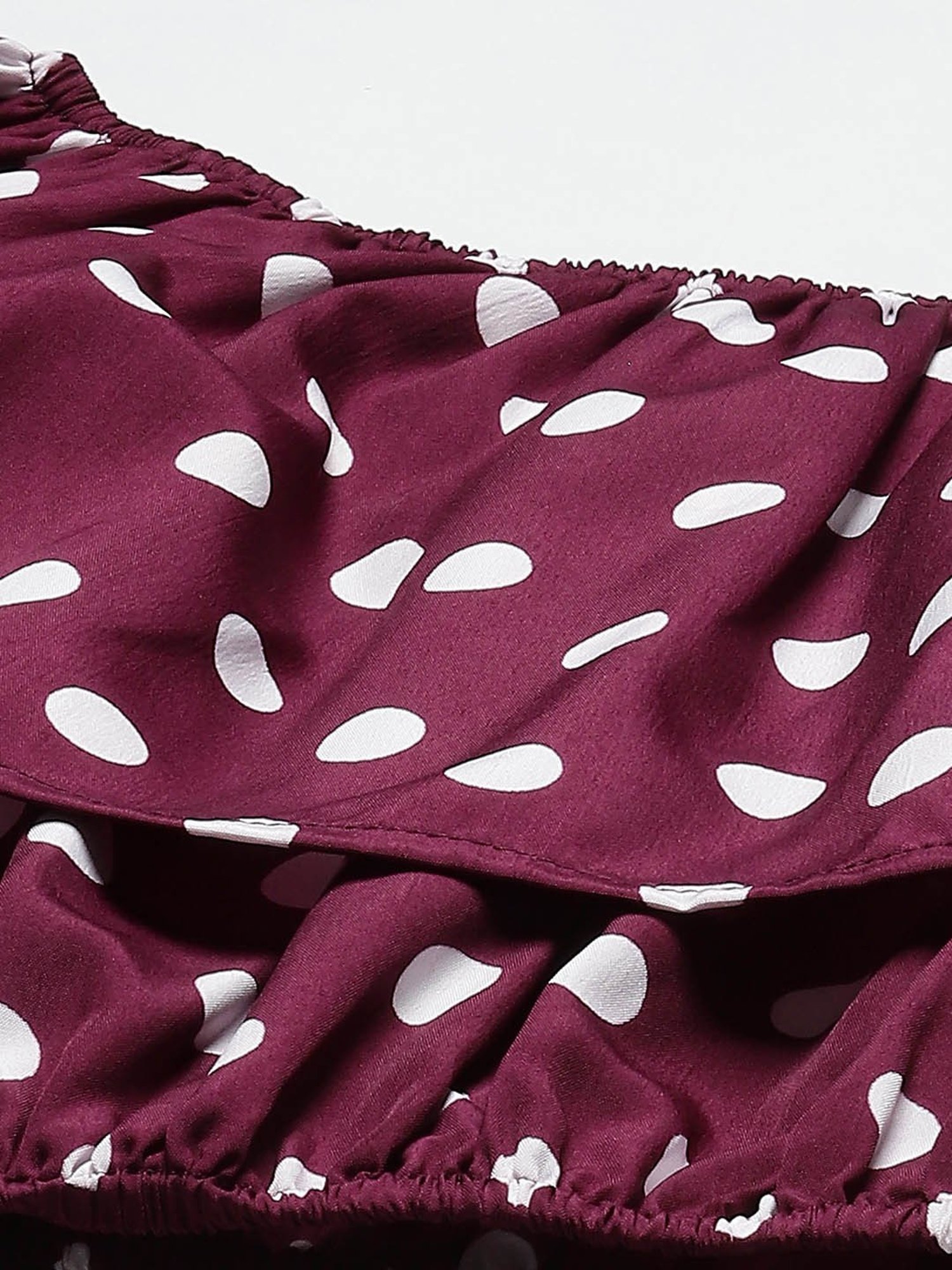 Qurvii Burgundy Polka Dot Crop Top