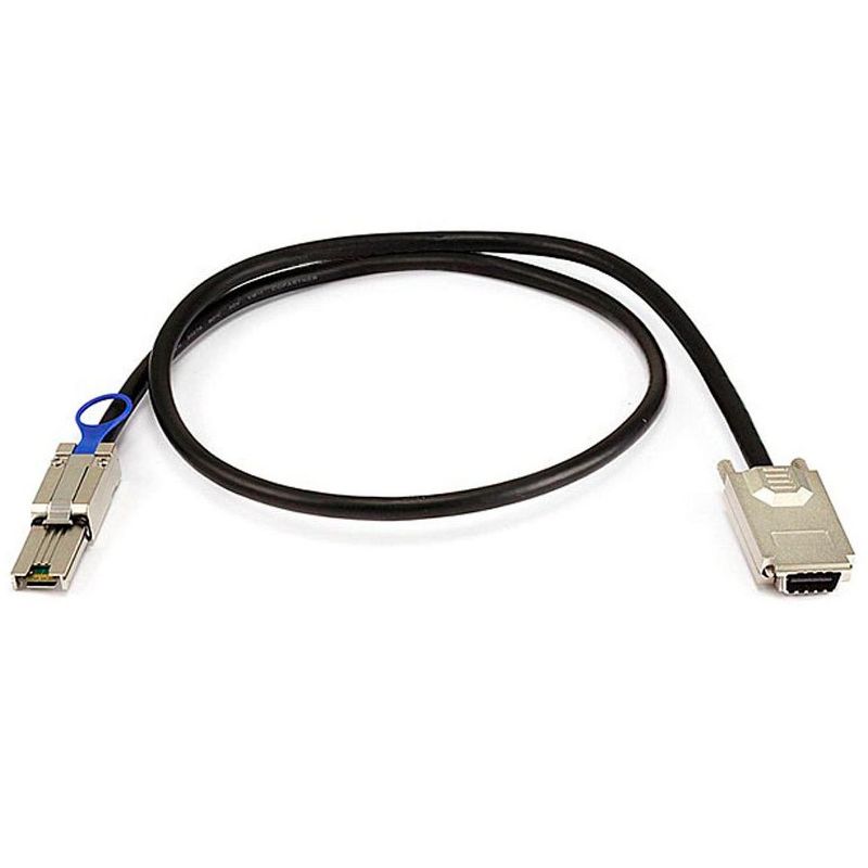 Monoprice Data Cable - 1 Meter - Black | 28AWG External SAS 34-pin (SFF-8470) Male with Thumbscrews to Mini SAS 26-pin (SFF-8088) Male Cable