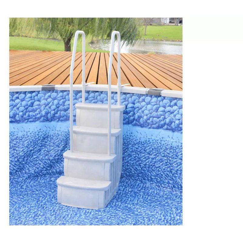 Main Access 200601T 26 Inch Wide iStep Above Ground Swimming Pool Step Ladder No Swim Zone and Flow Through Step Entry System, Taupe