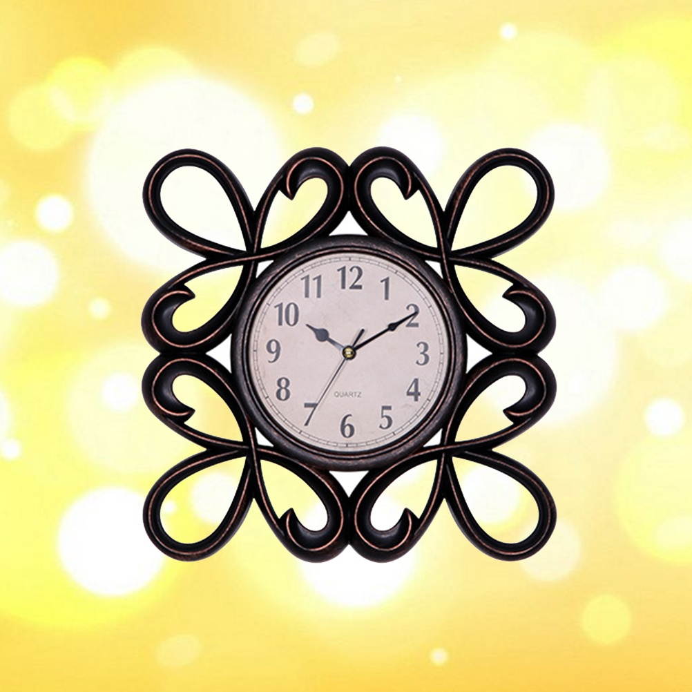 Vintage Dial Clock European Hollowed-out Silent Clock 3D Large Decorative Wall Clock for Living Room Bedroom Kitchen(Golden)