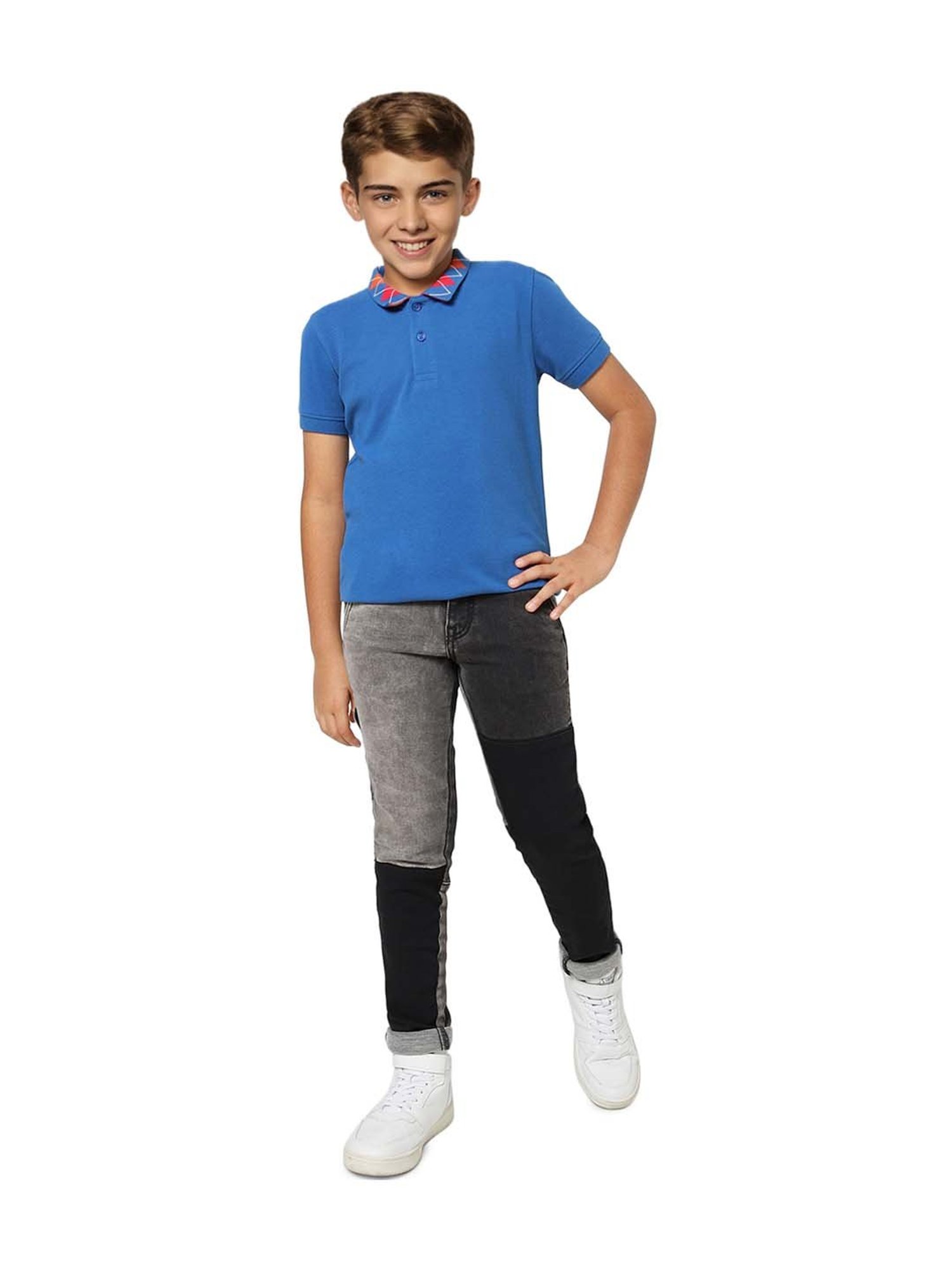 Jack & Jones Junior Boys Boys Blue Cotton Regular Polo T-Shirt