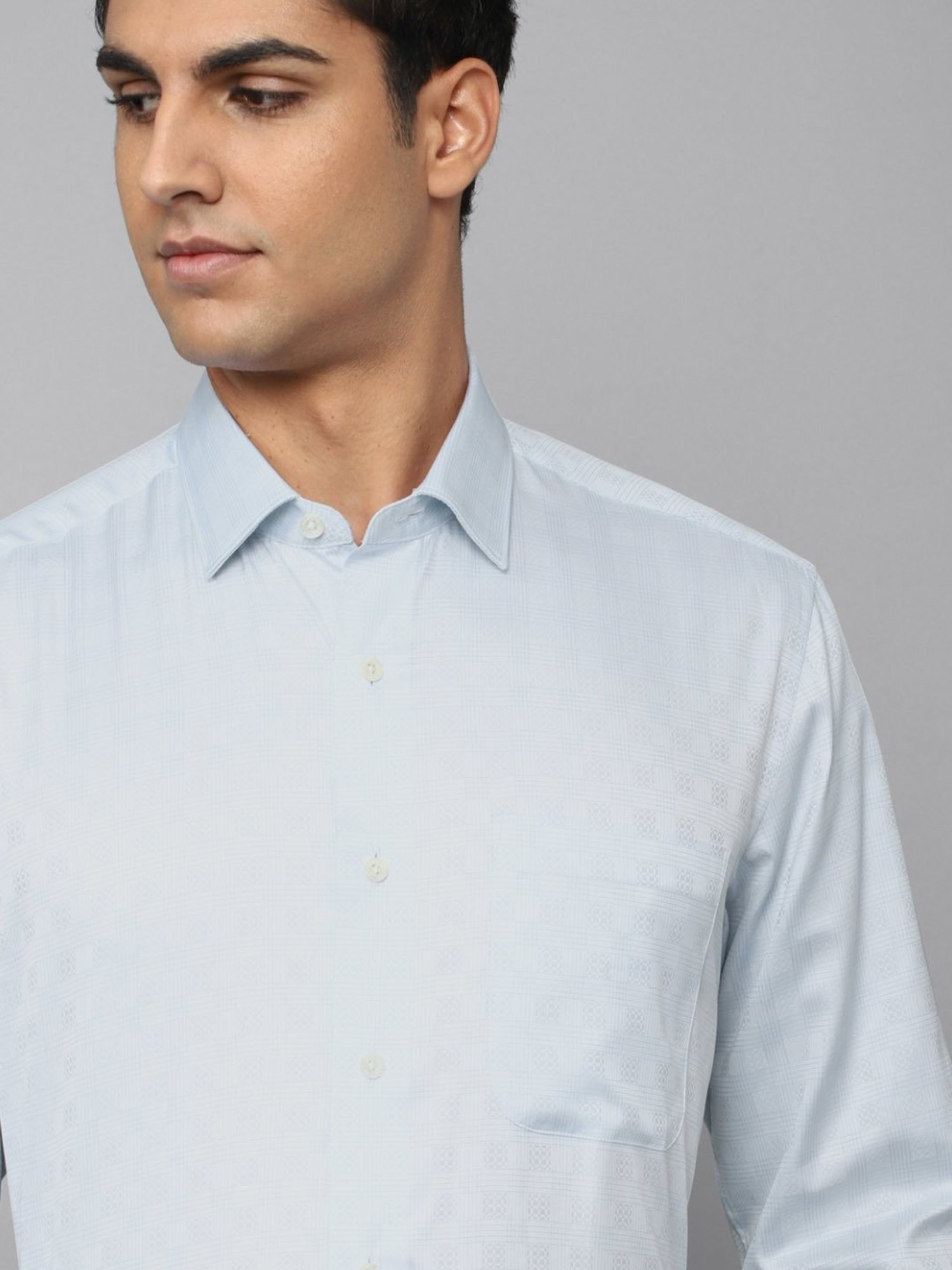 Luxure By Louis Philippe Blue Cotton Regular Fit Checks Shirt