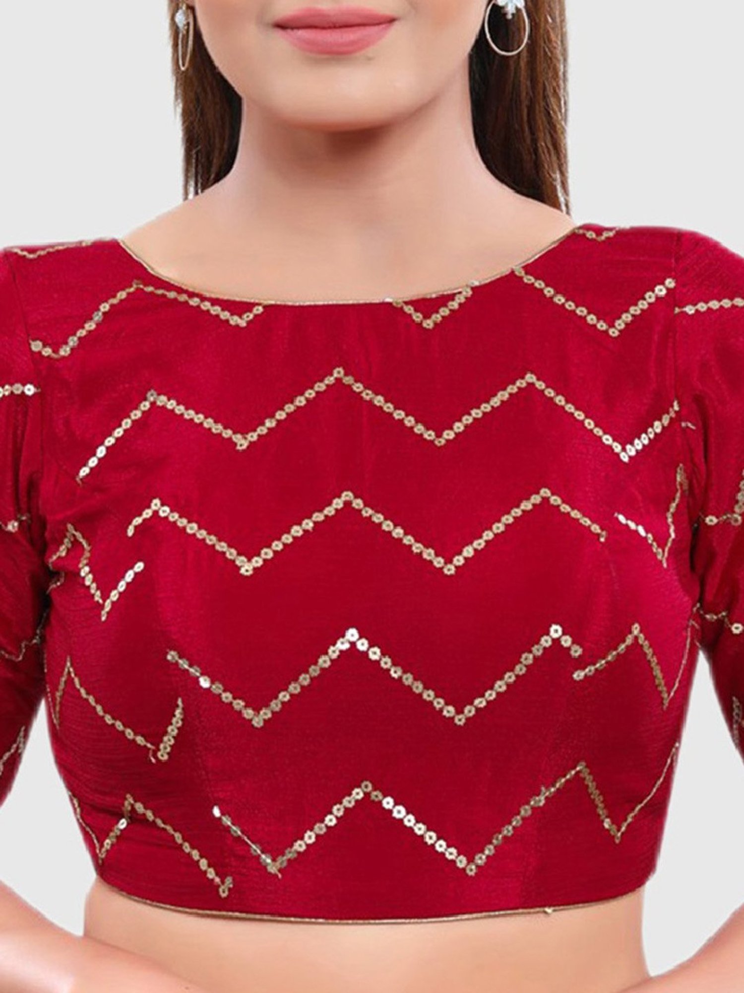 Salwar Studio Red Embellished Blouse