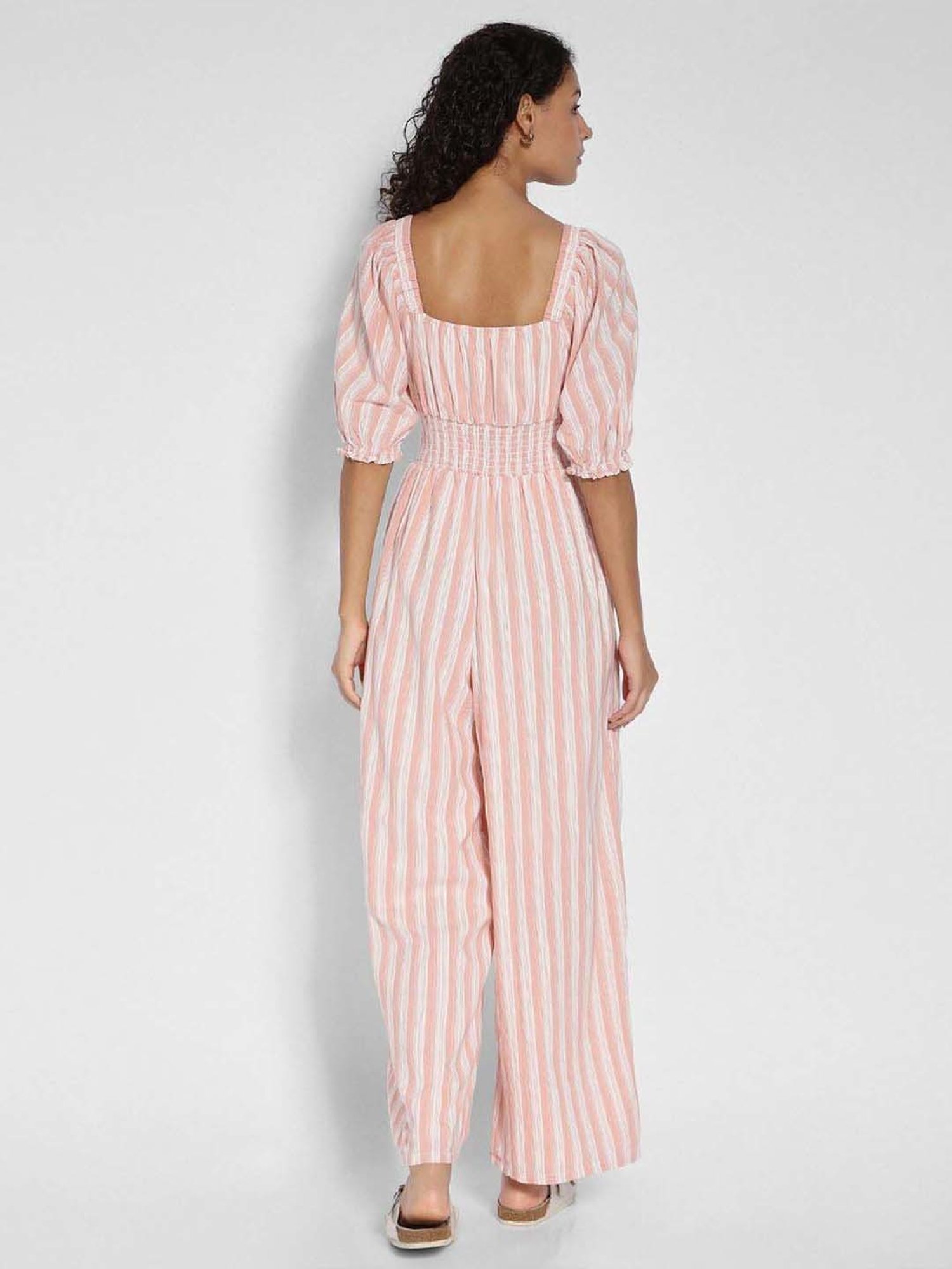 American Eagle Outfitters Pink Striped Jumpsuit