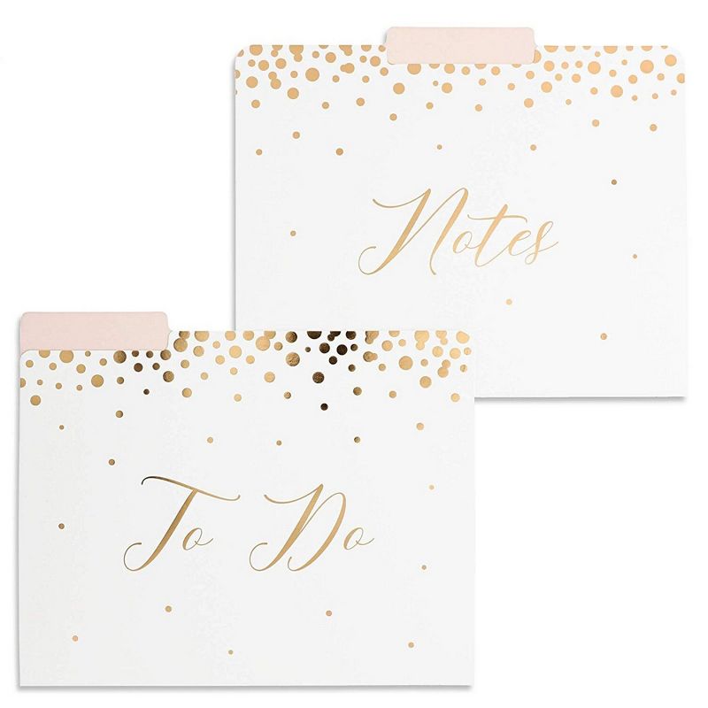 12-Pack Decorative File Folders, Monday to Sunday, Pink & Gold Foil Polka Dots, 9 x 11.5"