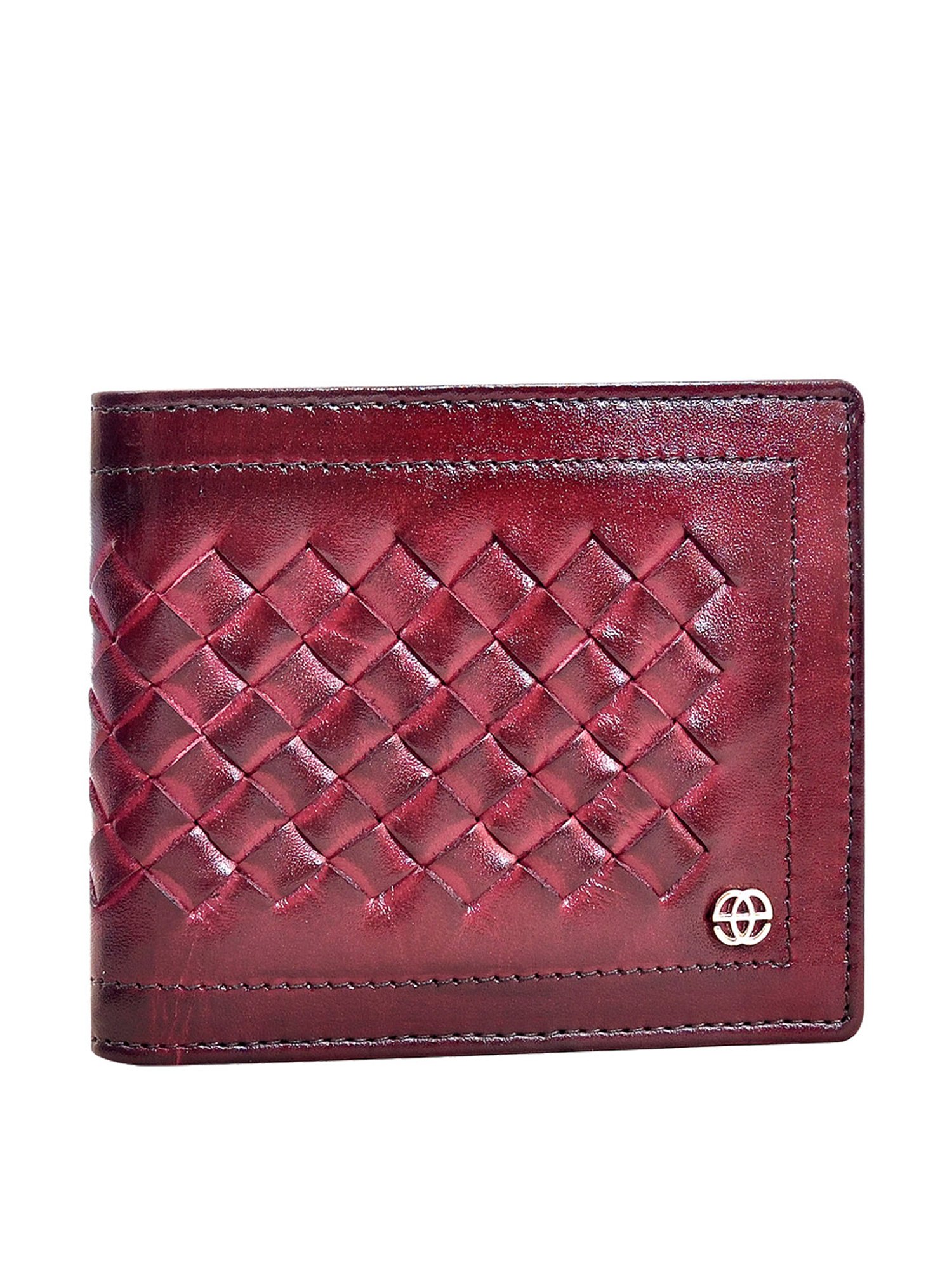 Eske Maroon Textured Bi-Fold Wallet for Men