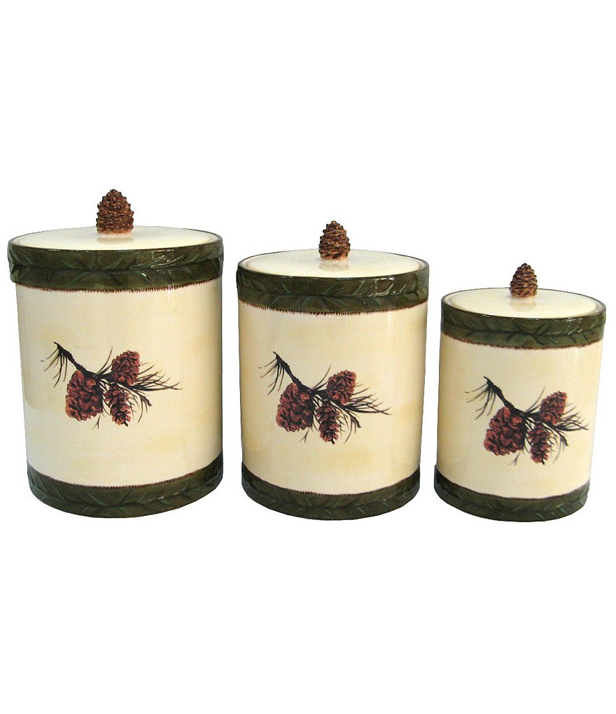 HiEnd Accents Pine Cone 3-Piece Canister Set