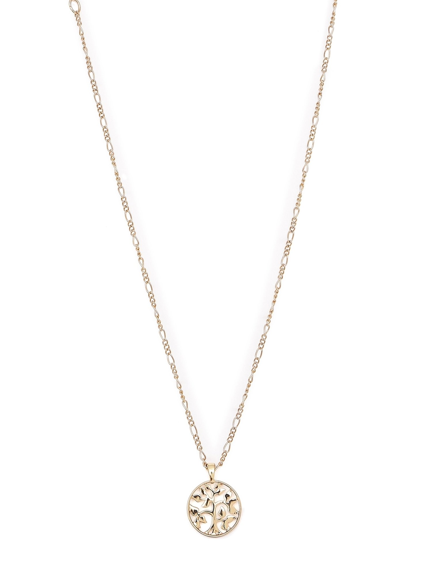 Lilly & Sparkle Gold Toned Brass Chain with Circular Tree Pendant