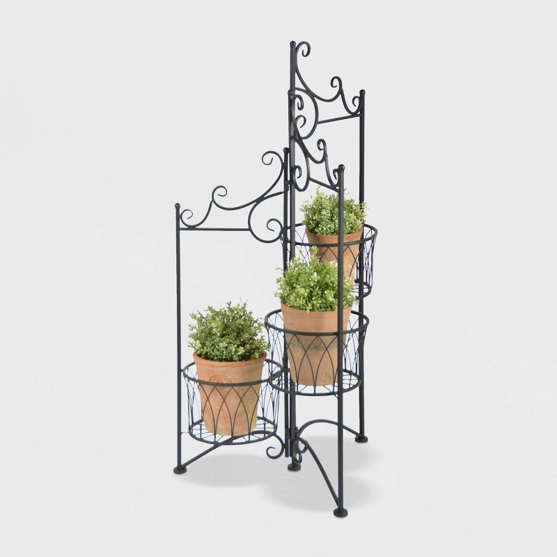 45" Rectangular Folding Steel Etagere/Shelf Black - Esschert Design