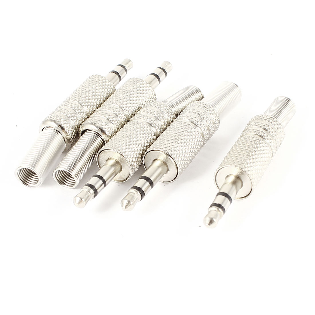 Unique Bargains 5 Pcs Metal Spring 1/8  3.5mm Male Plug Stereo Audio Adapter for 4.5mm Dia Cable