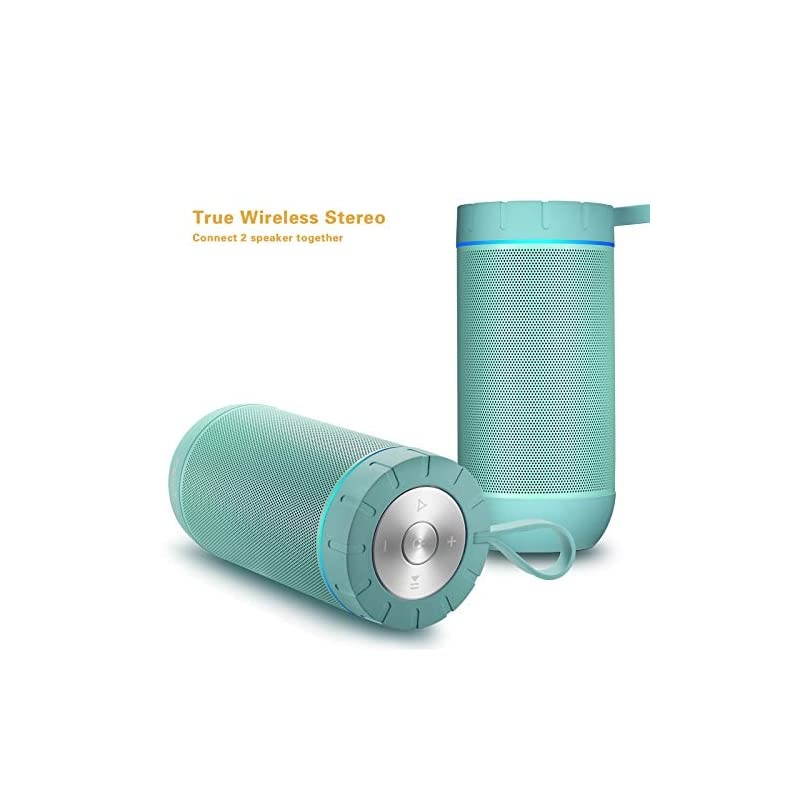 Waterproof Bluetooth Speakers Outdoor Wireless Portable Speaker with 24 Hours Playtime Superior Sound for Camping, Beach, Sports, Pool Party, Shower (Mint)