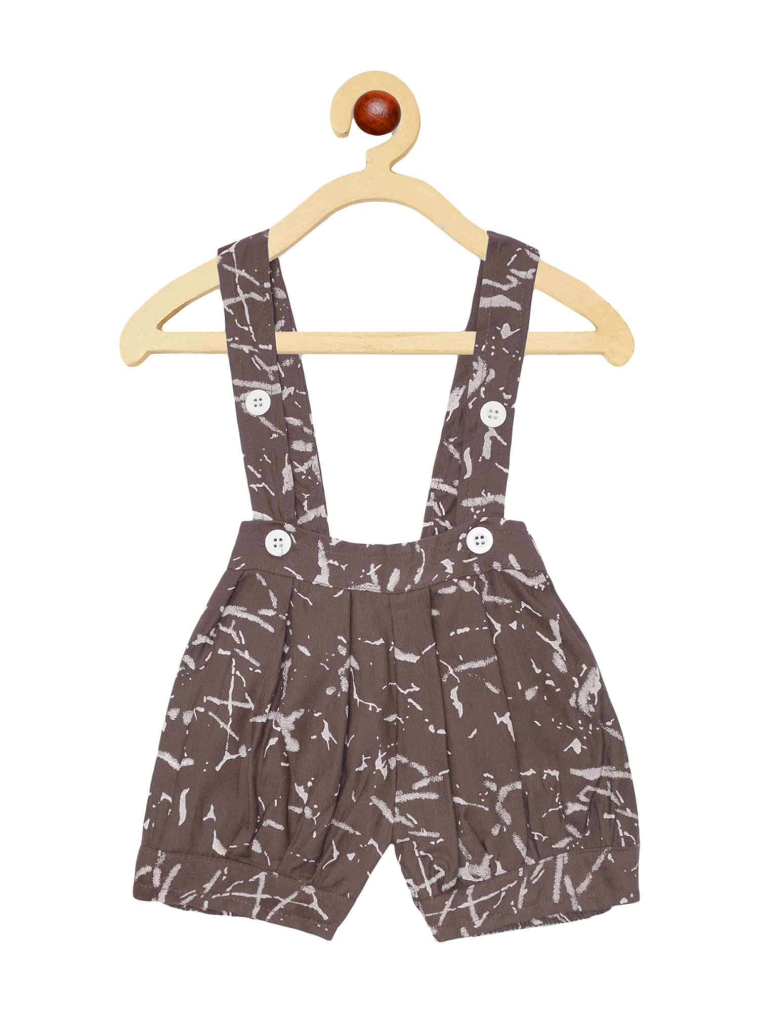 Li'l Tomatoes Kids Grey Cotton Printed Dungaree