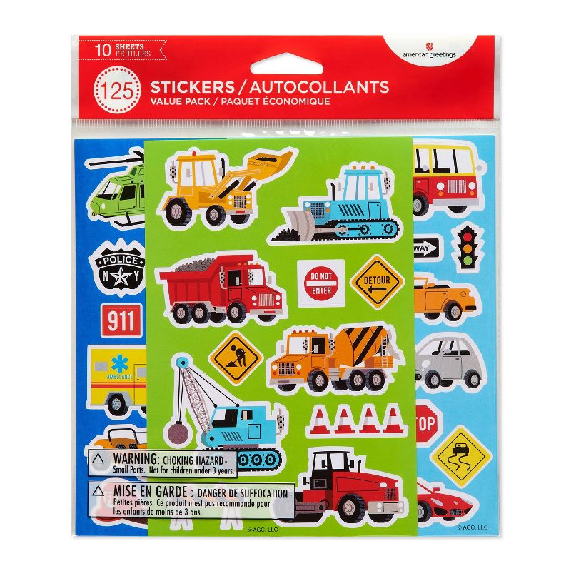 125ct Trucks, Construction, and Cars Stickers