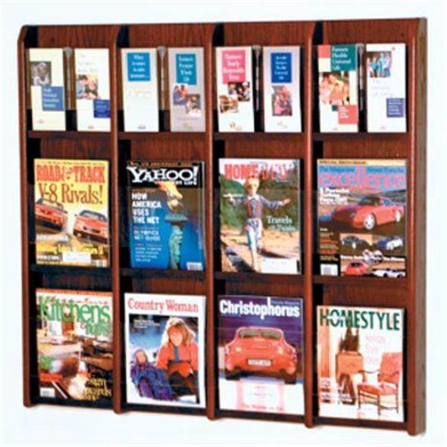 Wooden Mallet Home Office Divulge 12 Magazine 24 Brochure Books Wall Display w Brochure Inserts Mahogany