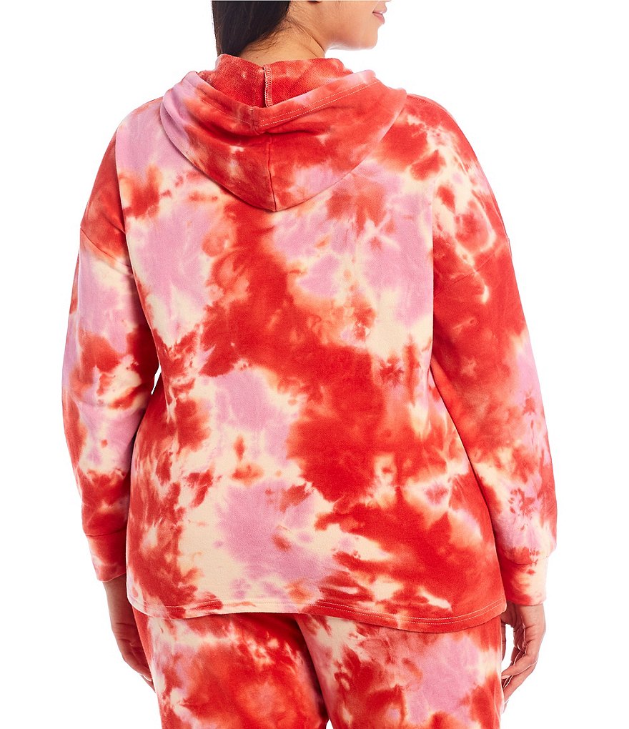PJ Salvage Plus Size Daydream Doodles Tie-Dye Print Coordinating Lounge Hoodie