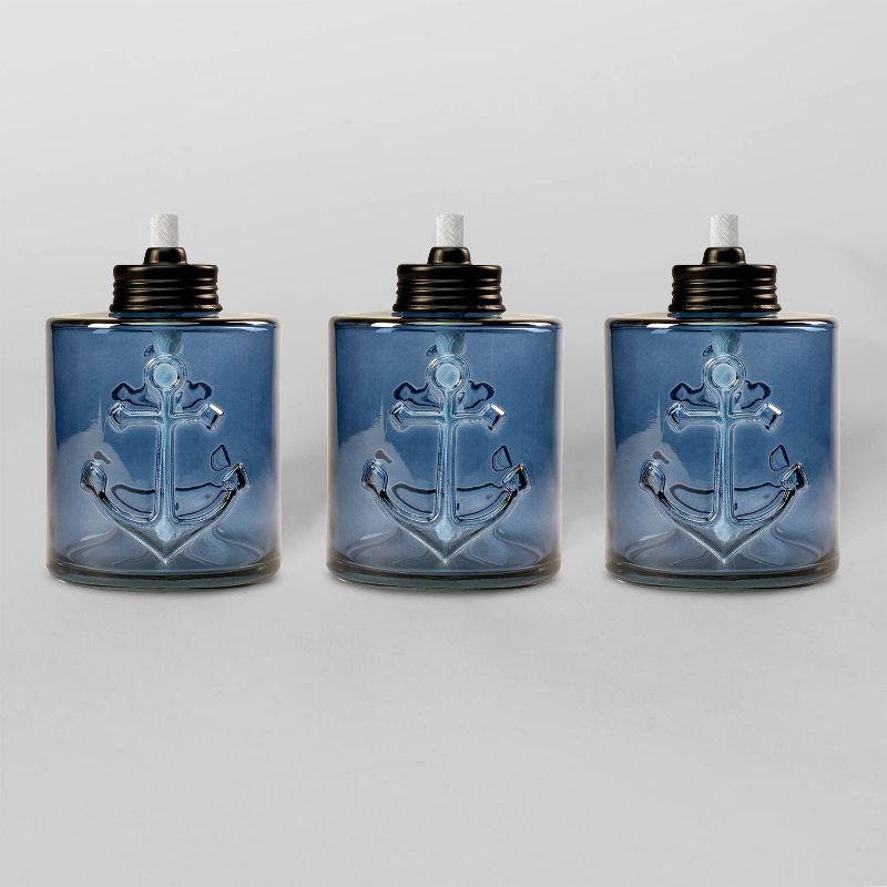 Tiki Brand 5.5" Set Sail Glass Table Torch Blue 3pk
