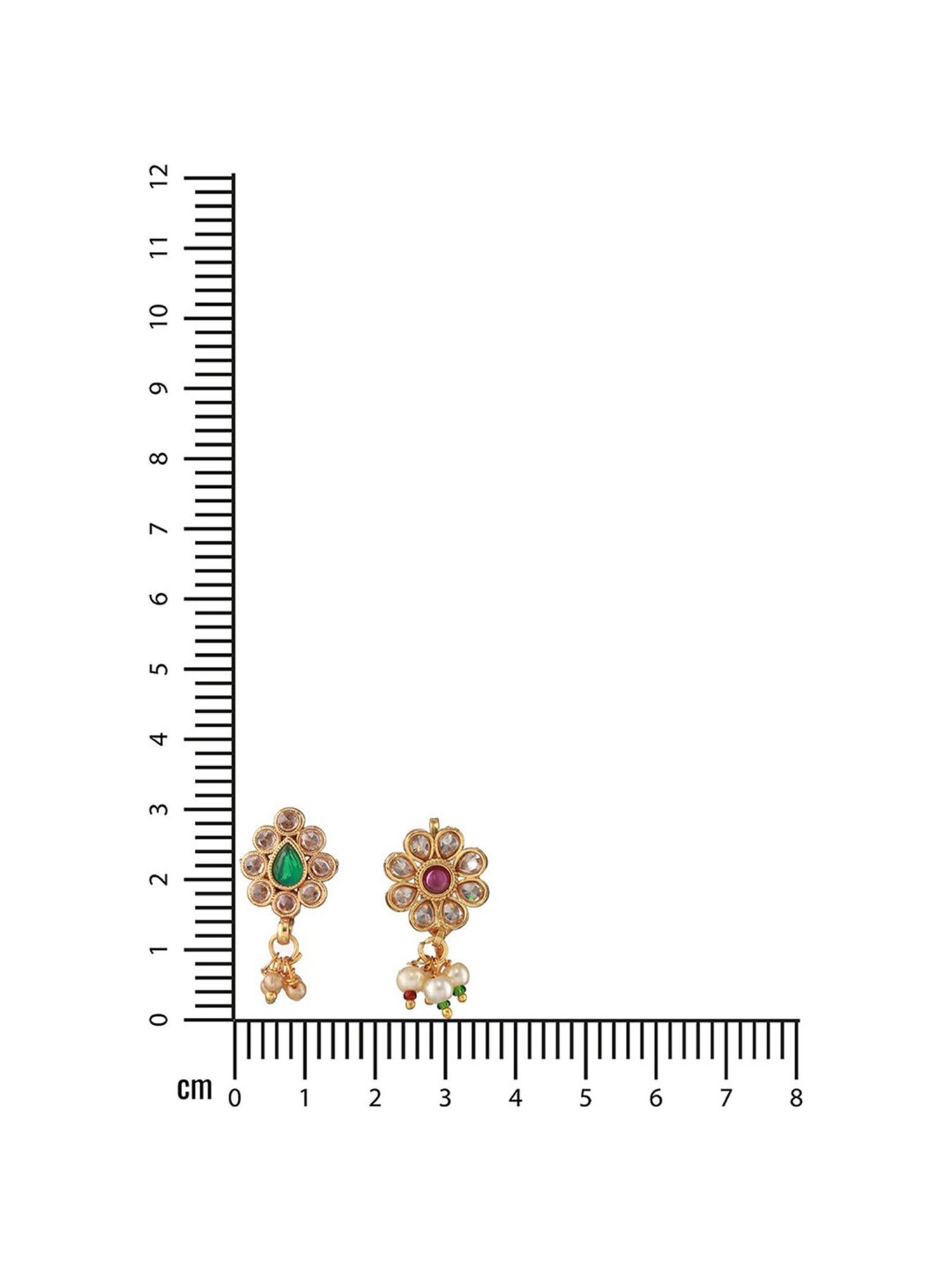 Aatmana Kundan Flower Green Nosepin for Women - Set of 2